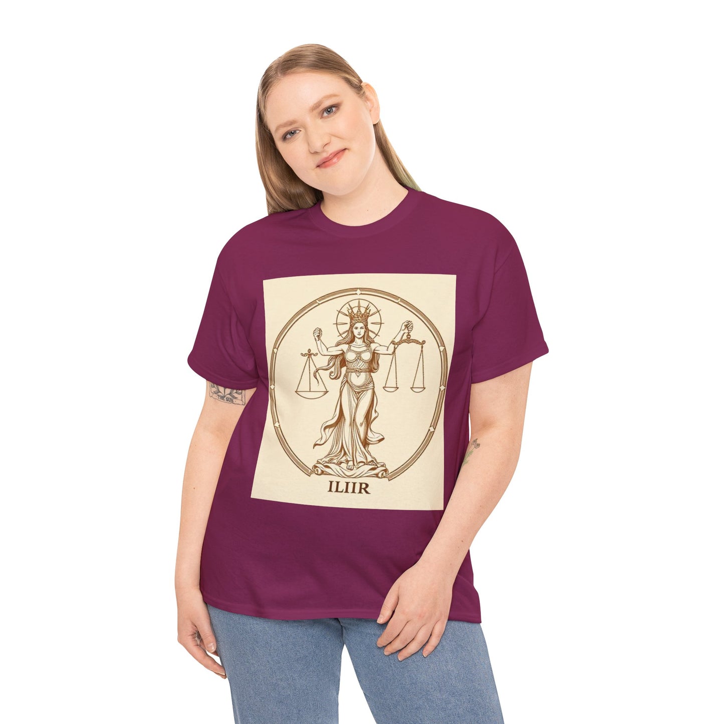 Unisex Heavy Cotton T-Shirt, Libra Goddess v1, Zodiac Design