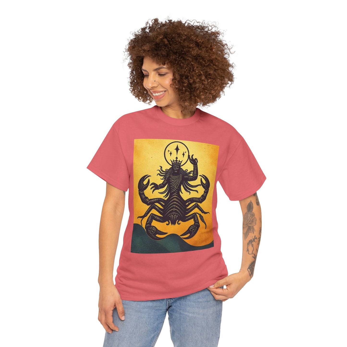 Unisex Heavy Cotton T-Shirt, Scorpion King, Print Art, Scorpio Zodiac Design