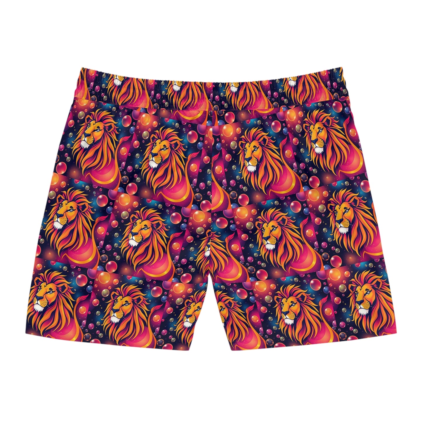 Men's Mid-Length Swim Shorts, (AOP), Leo, Zodiac v4, Bubble Pattern