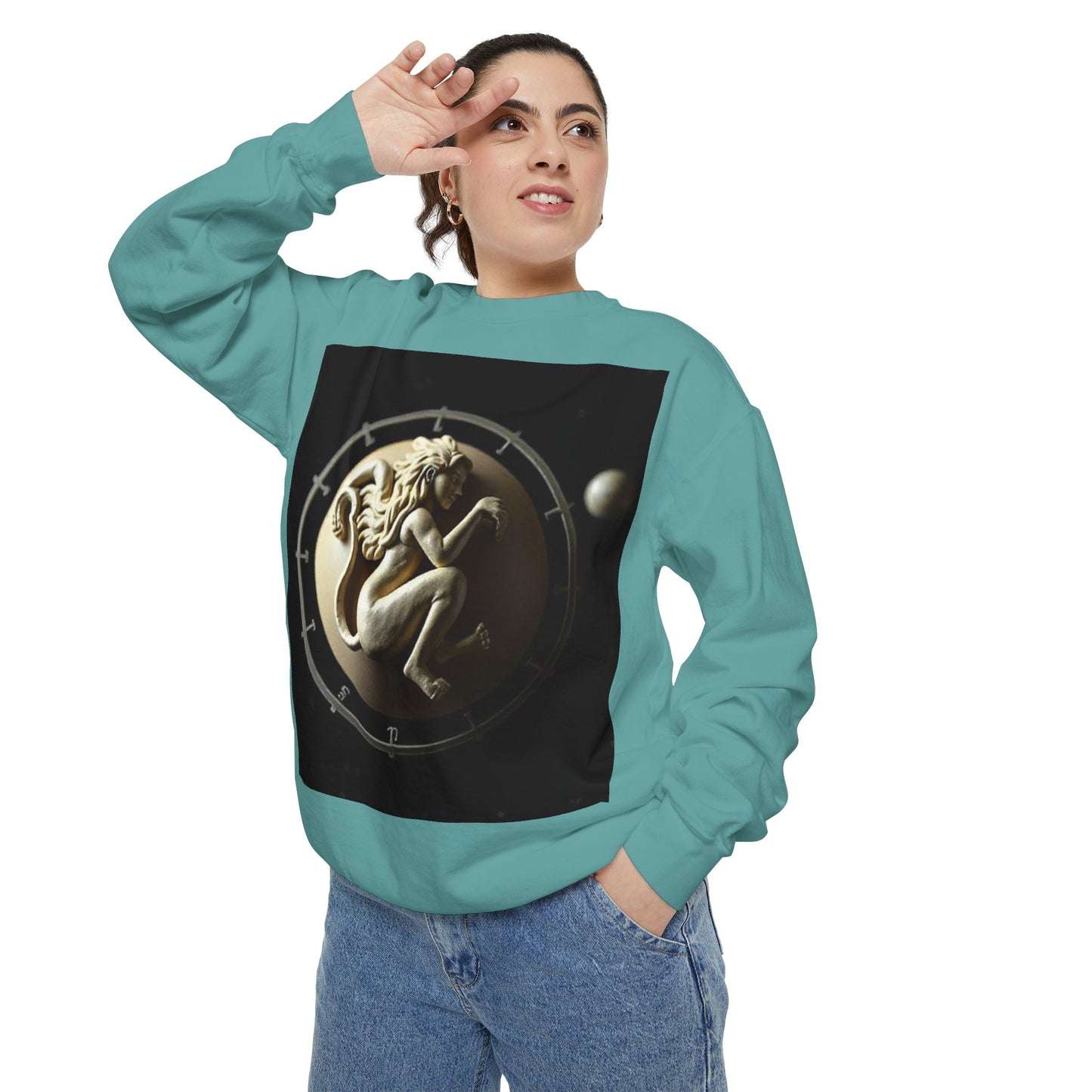 Garment-Dyed Sweatshirt, Unisex, Space Symbol Design, Virgo