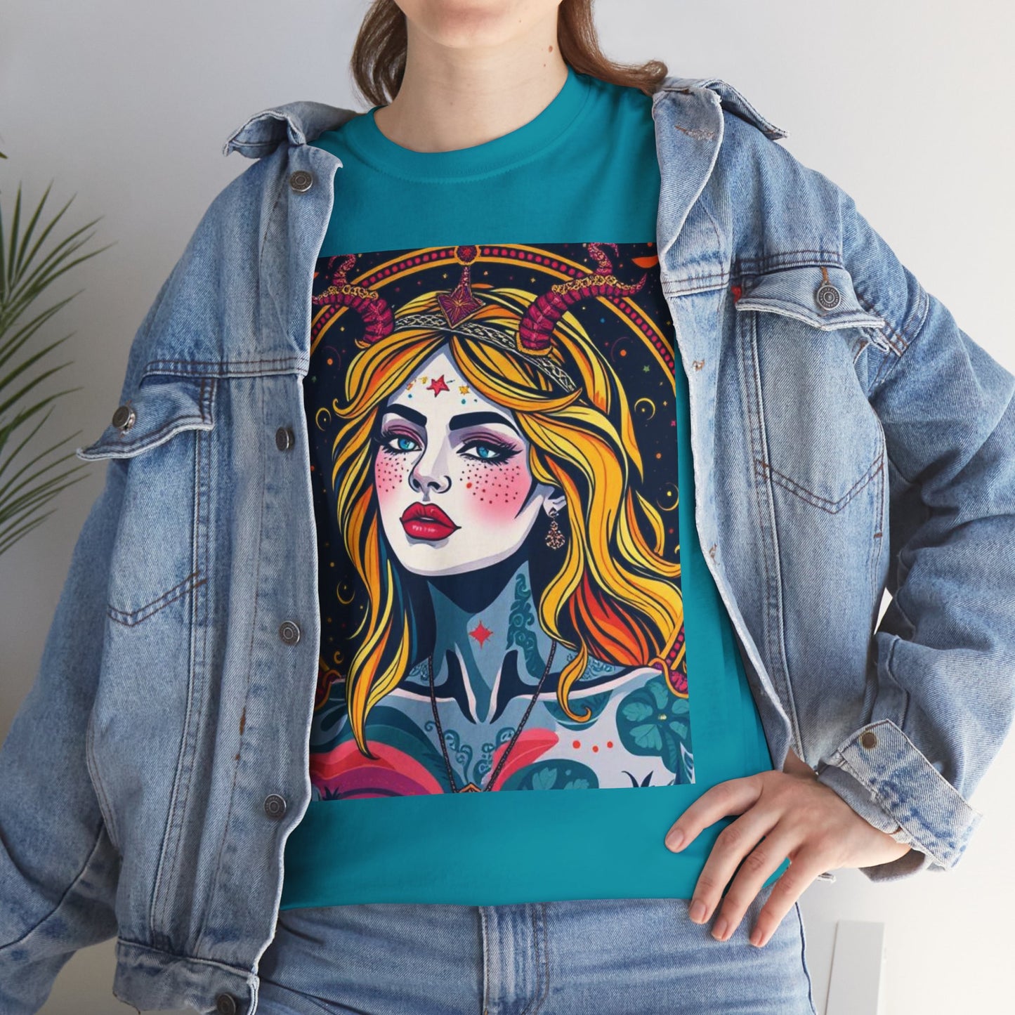 Unisex Heavy Cotton T-Shirt, Virgo, Zodiac v2, Sexy Art