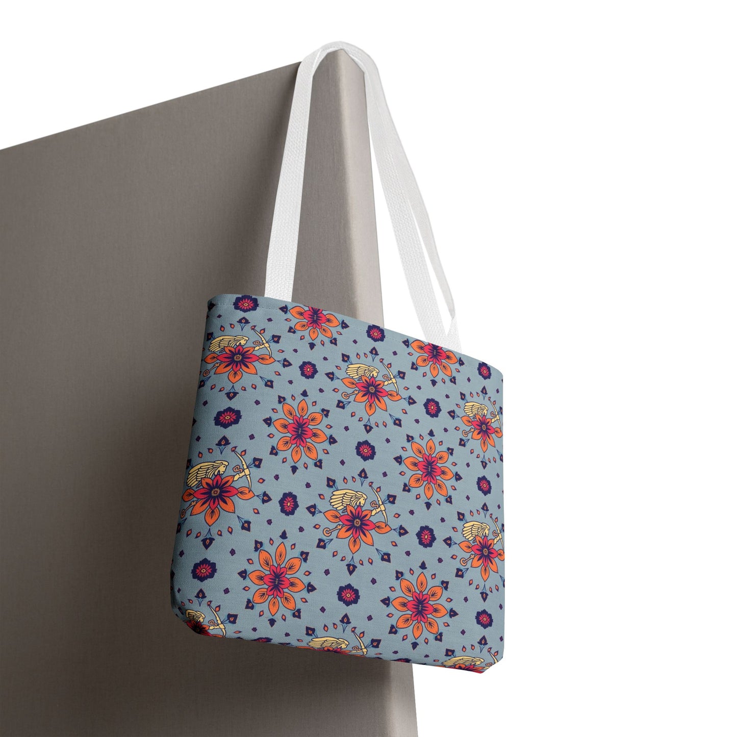 Tote Bag, (AOP), Sagittarius, Zodiac v1, Flower Pattern