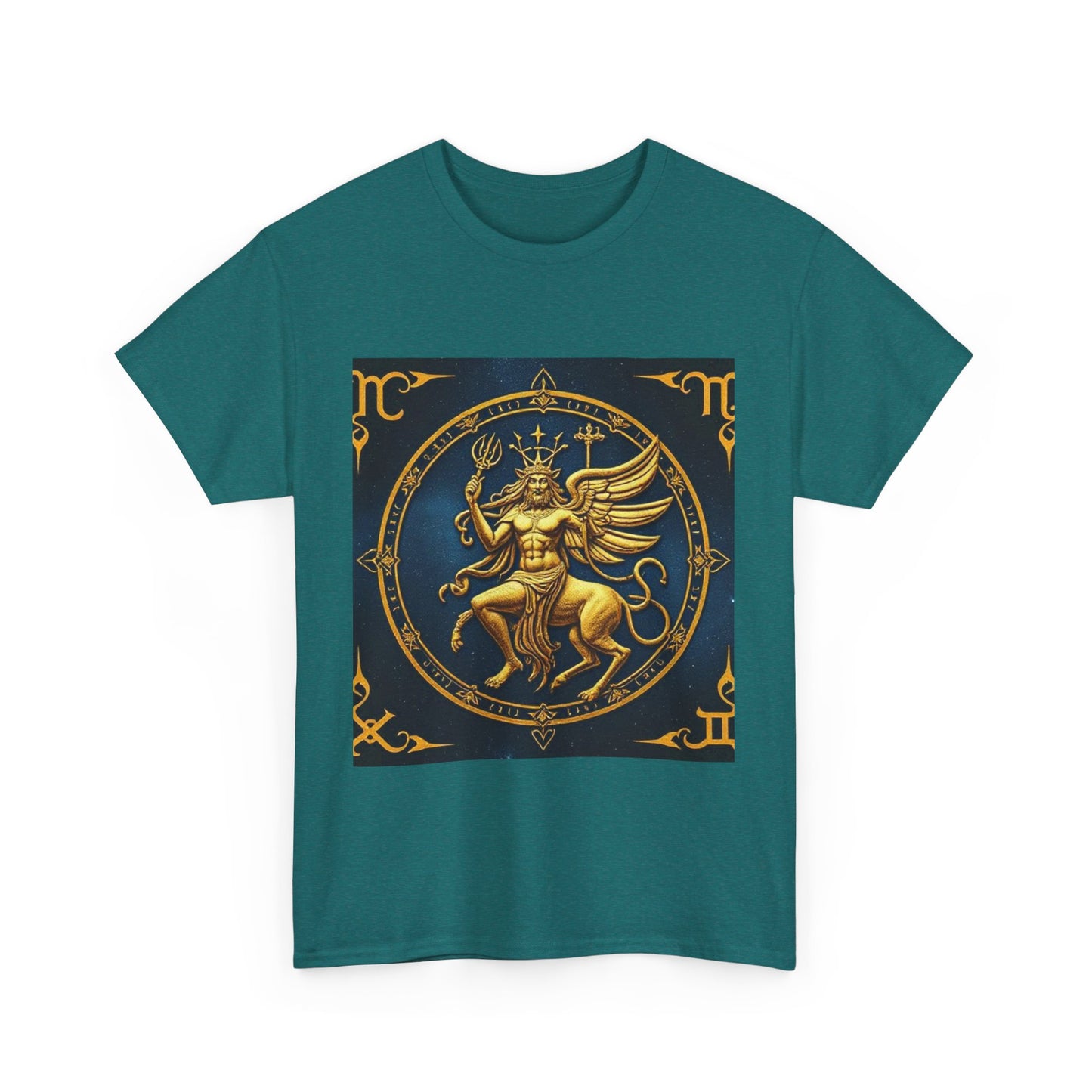 Unisex Heavy Cotton T-Shirt, Gold Angel, Symbol, Virgo Zodiac Design