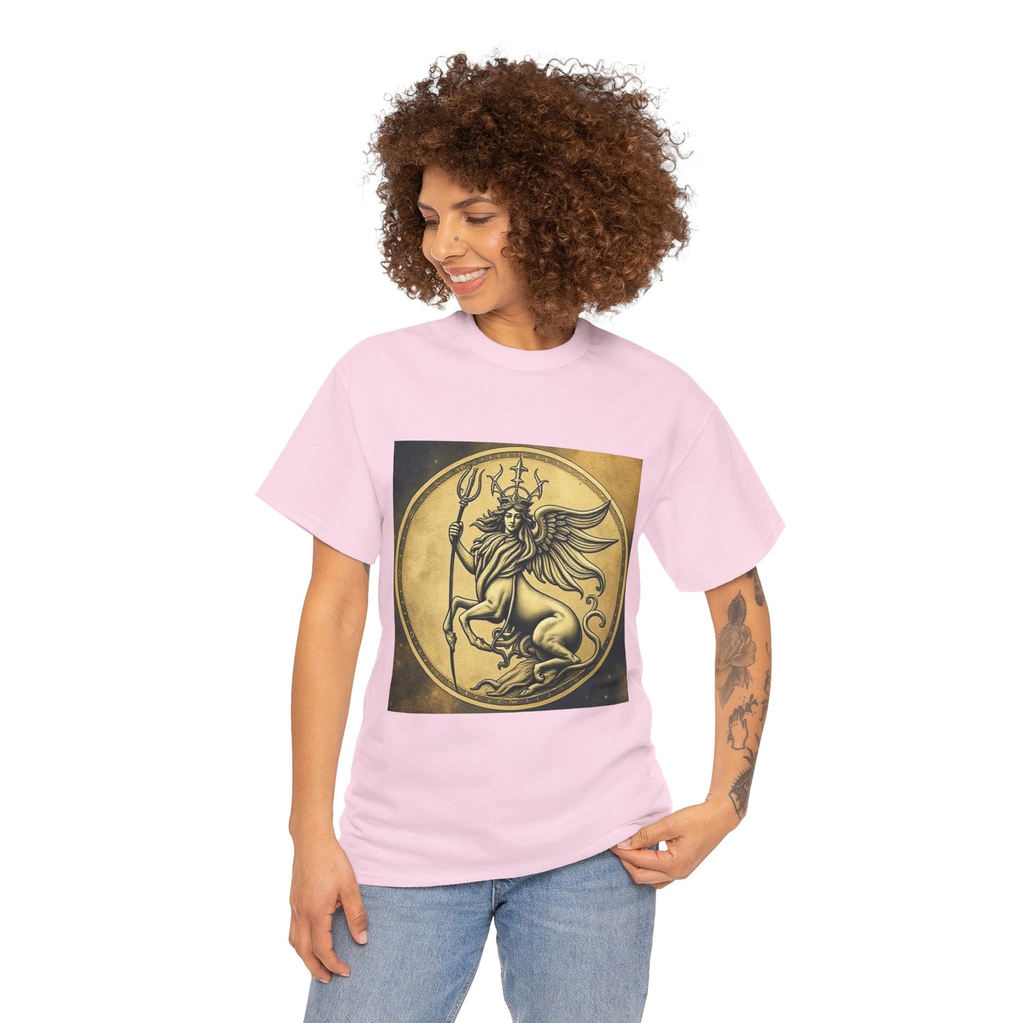 Unisex Heavy Cotton T-Shirt, Animal Angel v1, Virgo Zodiac Design