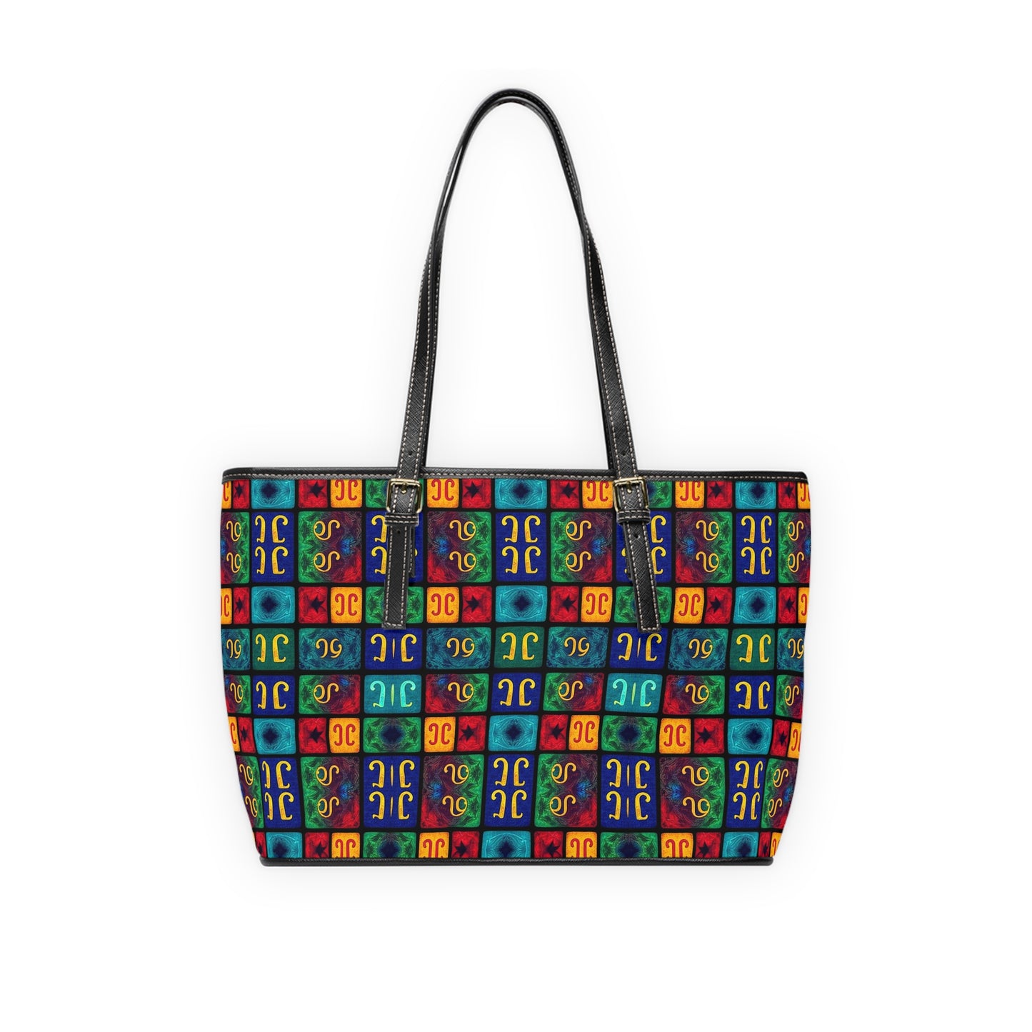 Leather Shoulder Bag, Aquarius, Zodiac v1, Shapes Pattern
