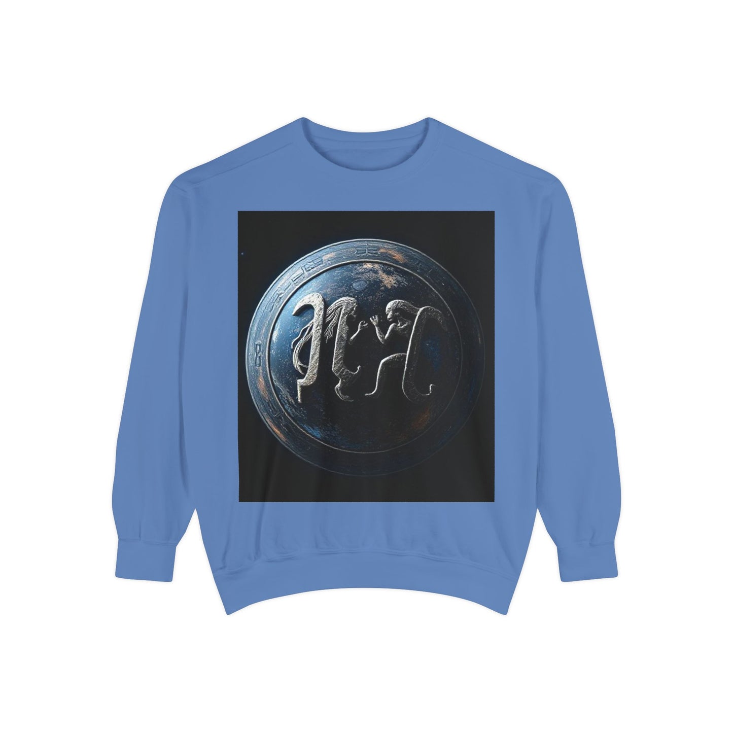 Garment-Dyed Sweatshirt, Unisex, Space Symbol Design, Gemini