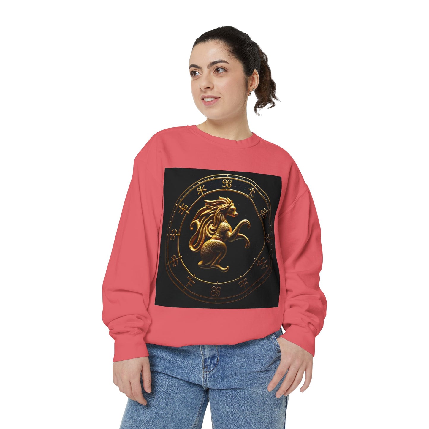Garment-Dyed Sweatshirt, Unisex, Space Animal Design v1, Virgo