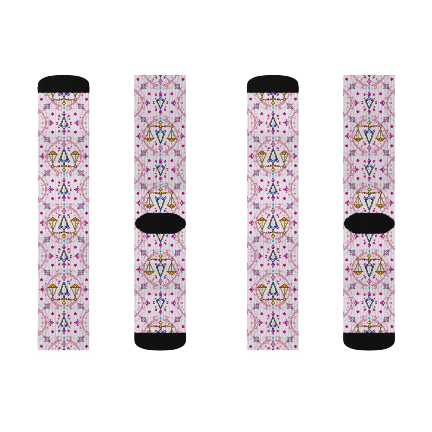 Sublimation Socks, Libra, Zodiac, Jewel Pattern