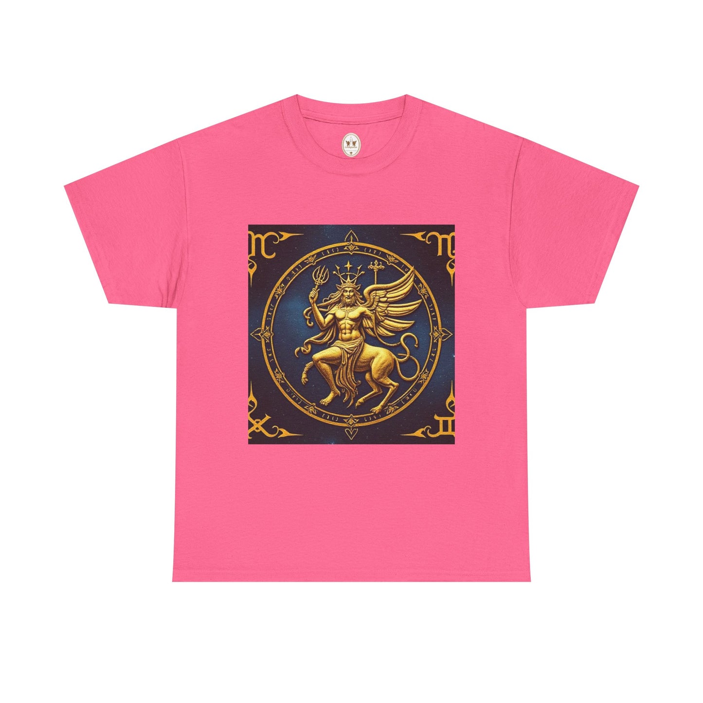 Unisex Heavy Cotton T-Shirt, Gold Angel, Symbol, Virgo Zodiac Design