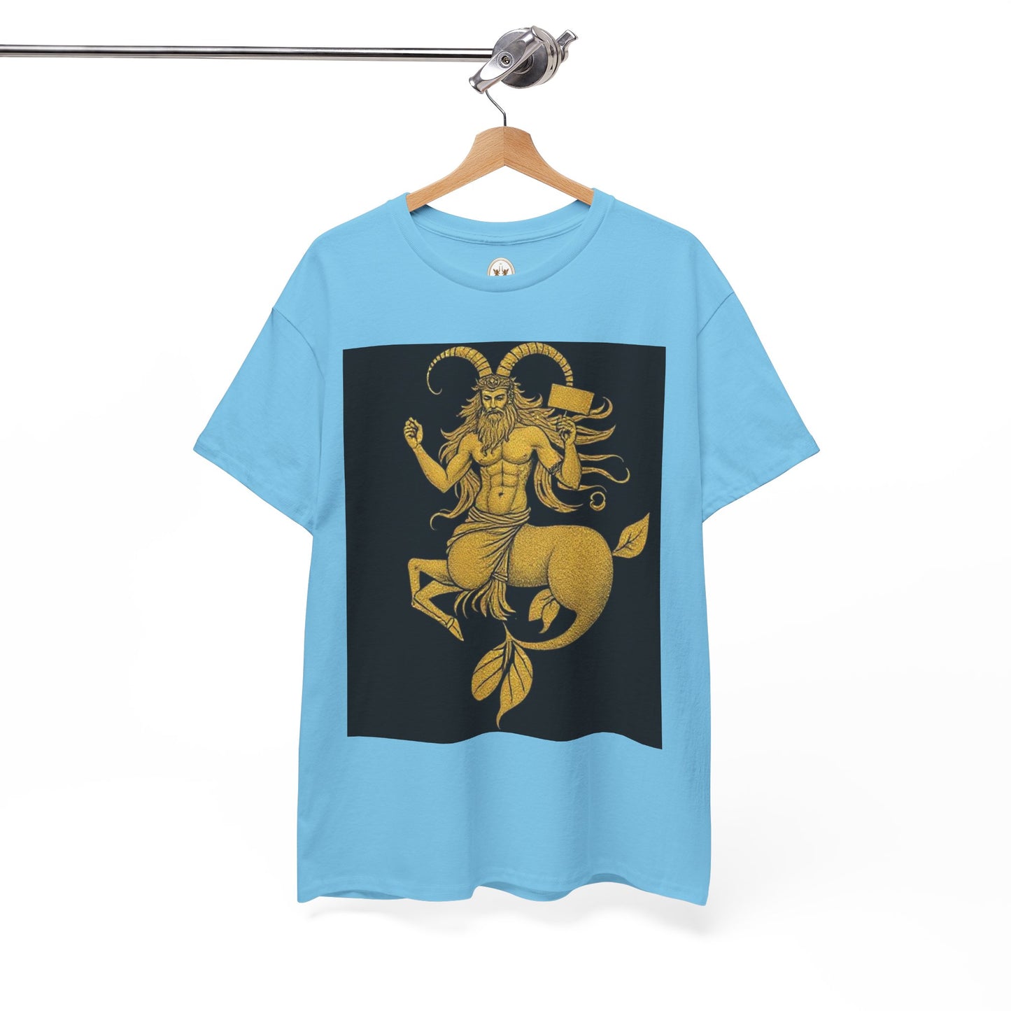 Unisex Heavy Cotton T-Shirt, Capricorn God, Zodiac Design