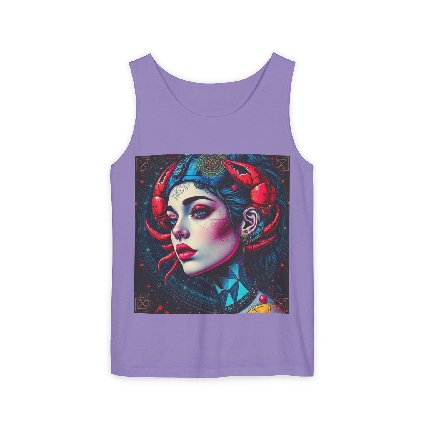 Unisex Garment-Dyed, Tank Top, Cancer, Pop Art v1, 100% US cotton