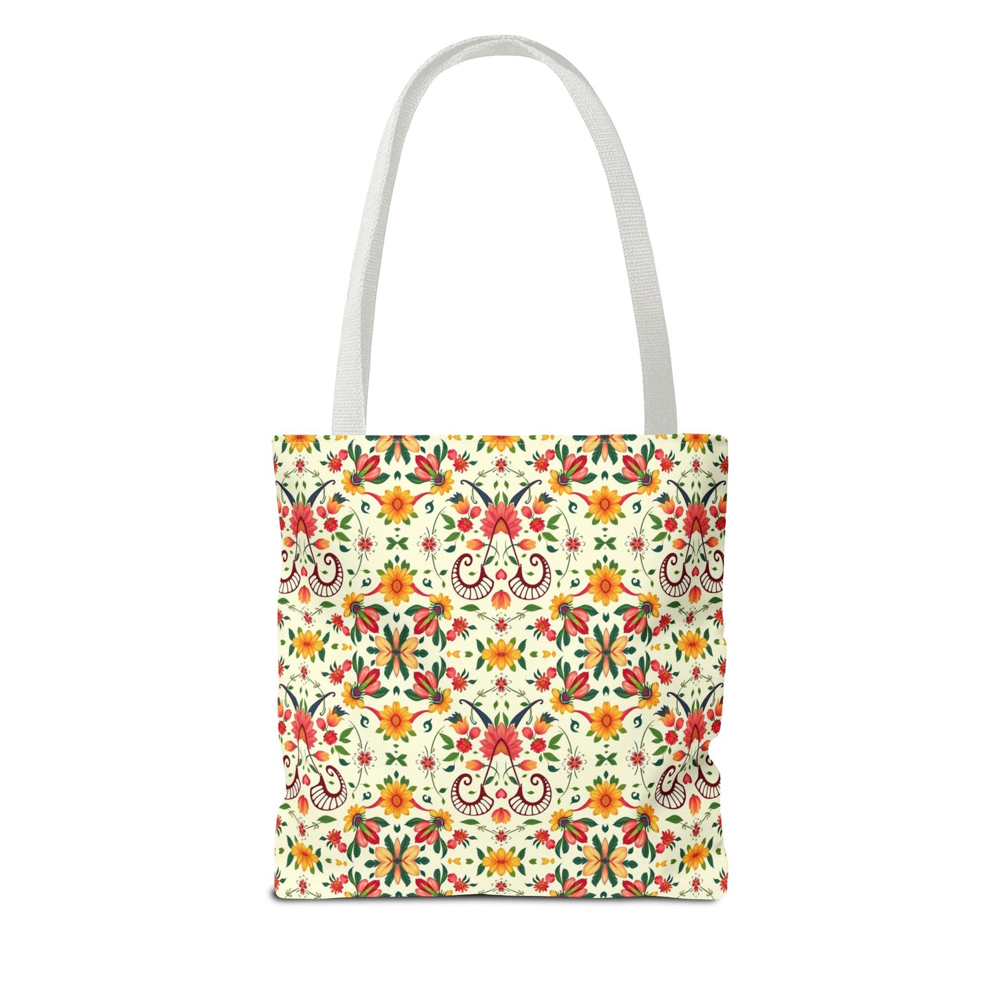 Tote Bag, (AOP), Aries, Zodiac v6, Flower Pattern