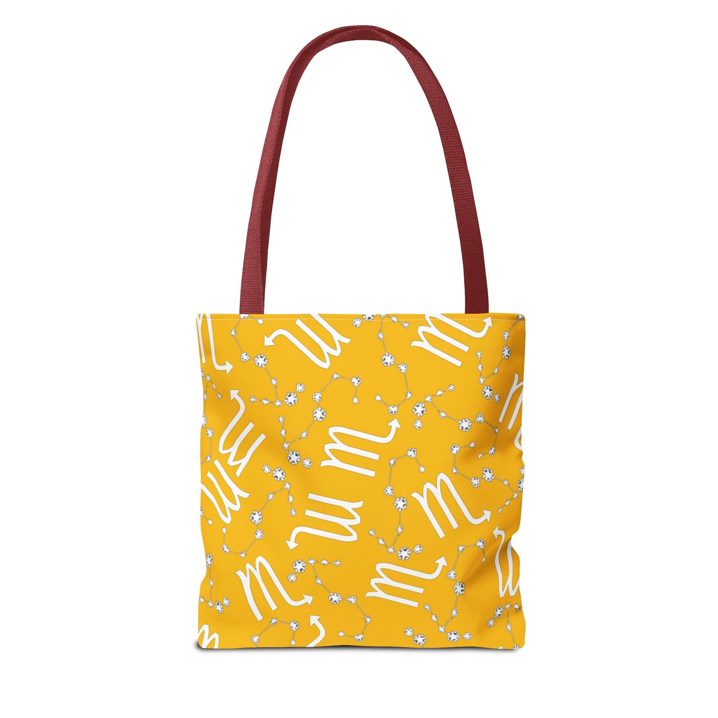 Tote Bag, Scorpio Zodiac Sign, AOP, (Yellow, White)
