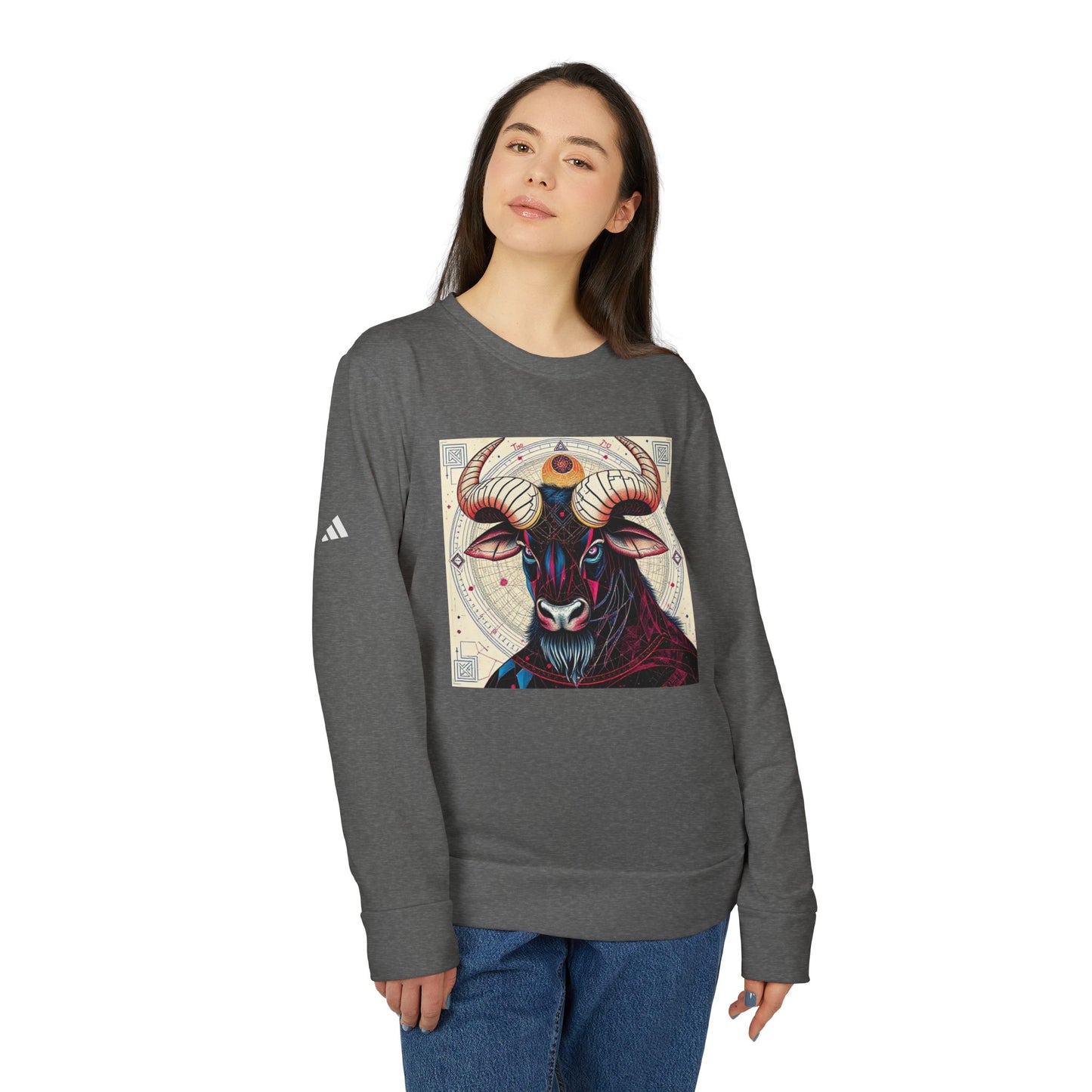 Adidas, Unisex Fleece Crewneck Sweatshirt, Taurus, Pop Art v1, Zodiac