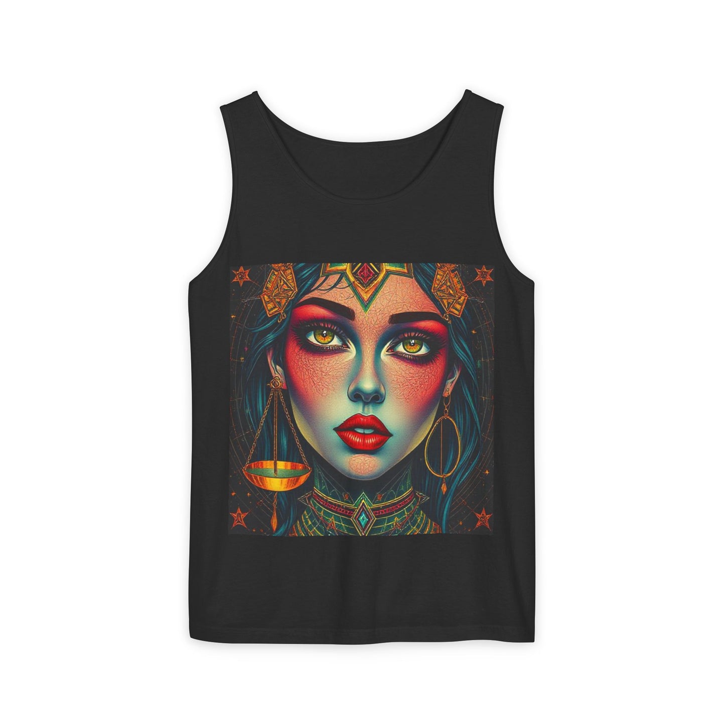 Unisex Garment-Dyed, Tank Top, Libra Design, Pop Art, 100% US cotton