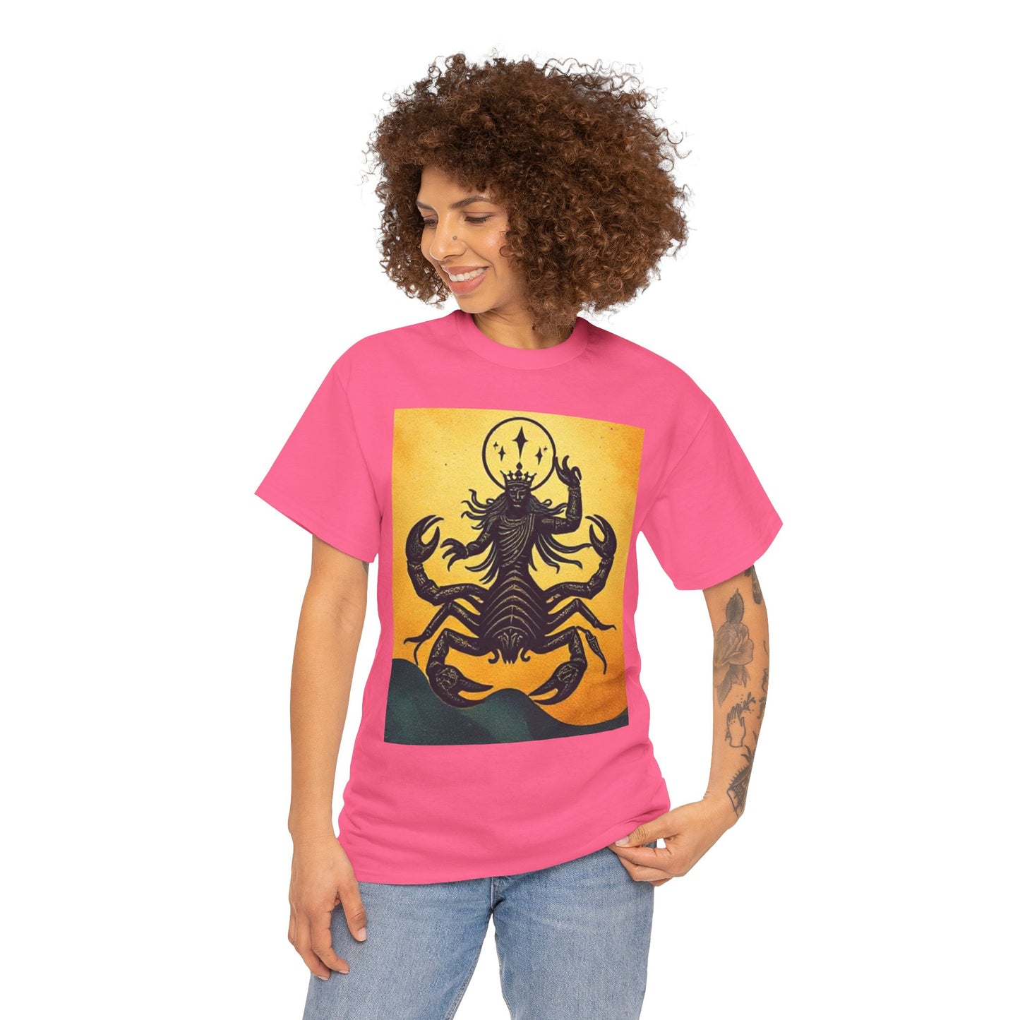 Unisex Heavy Cotton T-Shirt, Scorpion King, Print Art v1, Scorpio Zodiac Design