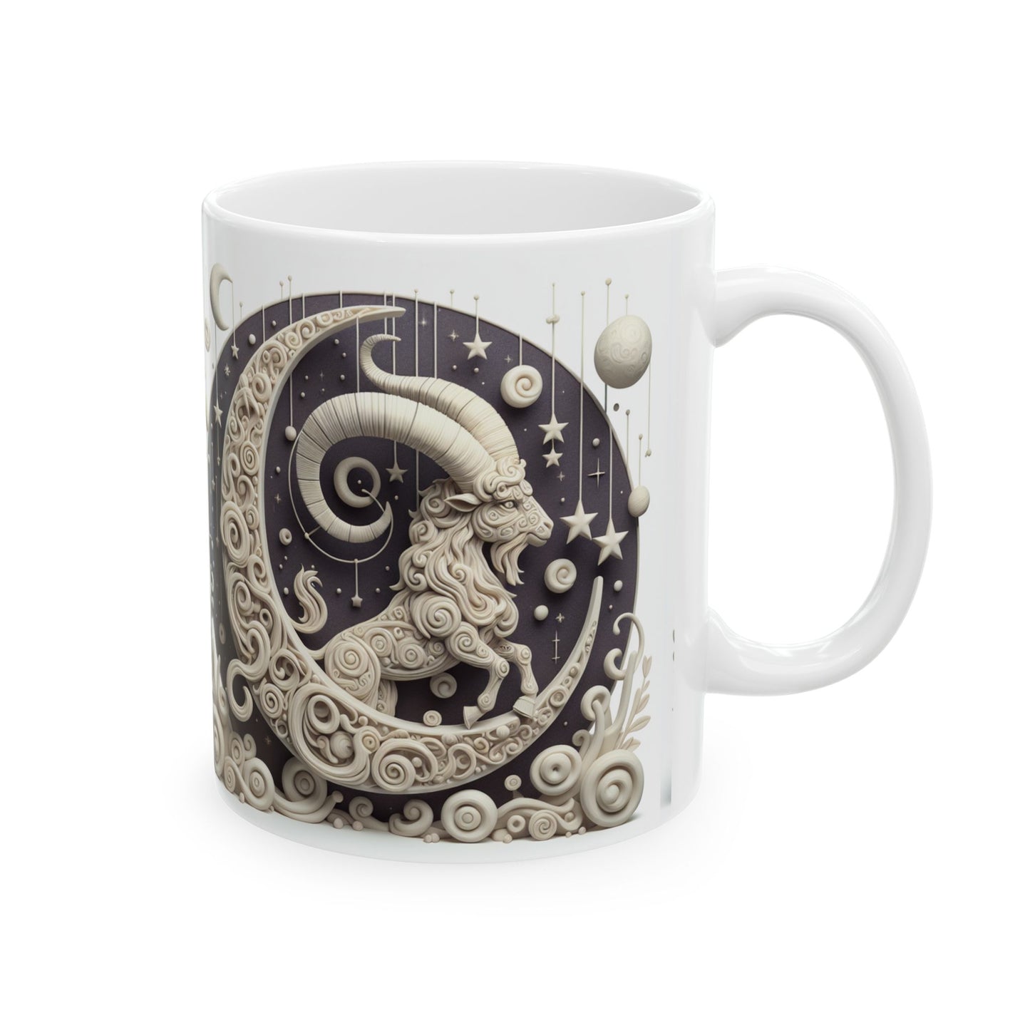 Ceramic Mug, (11oz, 15oz), Ceramic Coffee Mug, Stone & Stars, Capricorn Zodiac Design