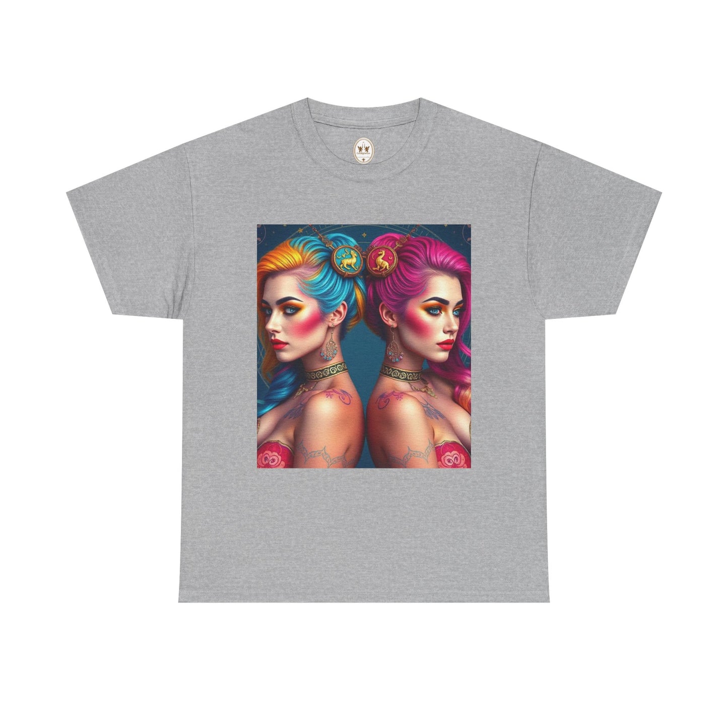 Unisex Heavy Cotton T-Shirt, Gemini, Zodiac v2, Sexy Art