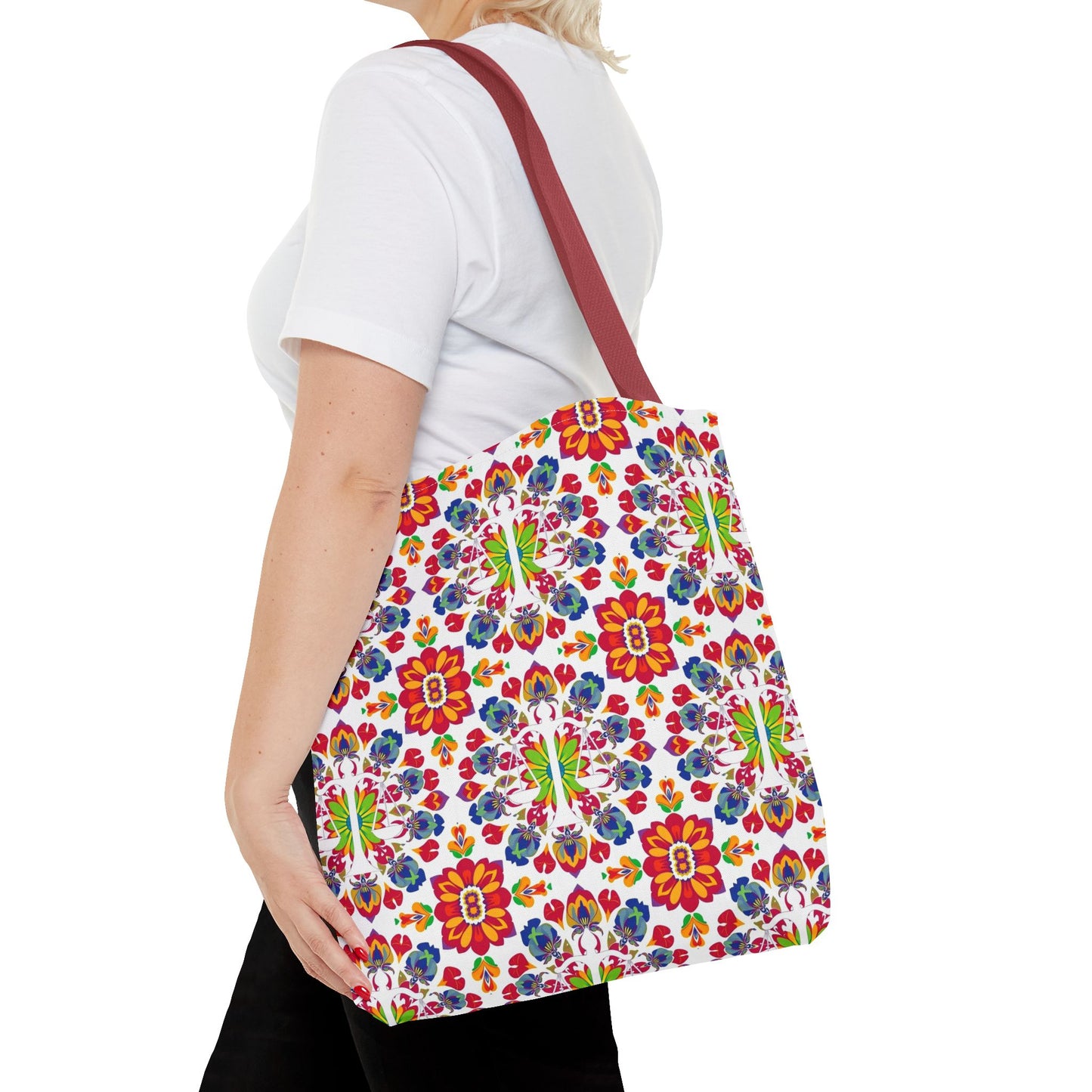 Tote Bag, (AOP), Libra, Zodiac v5, Flower Pattern