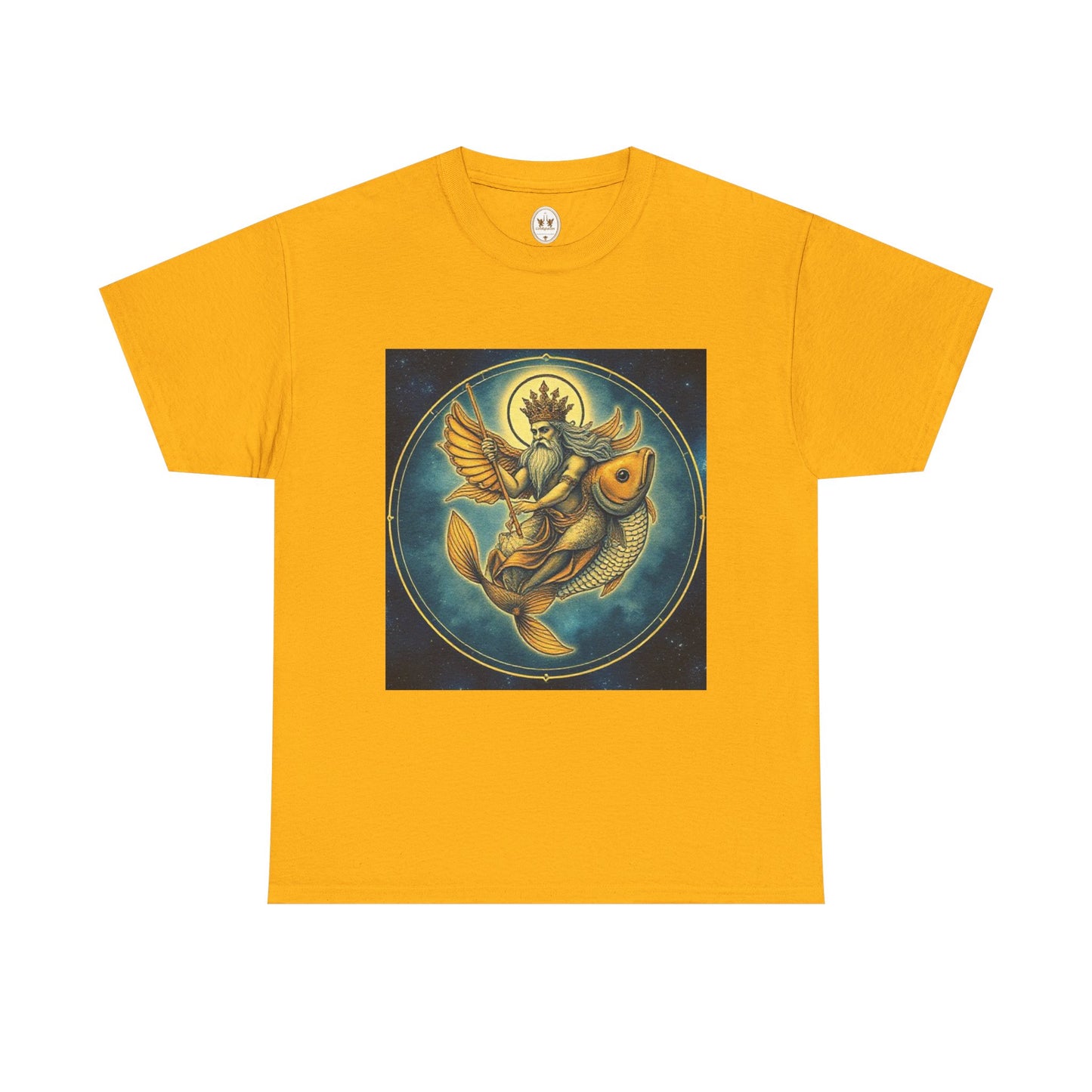 Unisex Heavy Cotton T-Shirt, Pisces King v1, Zodiac Design