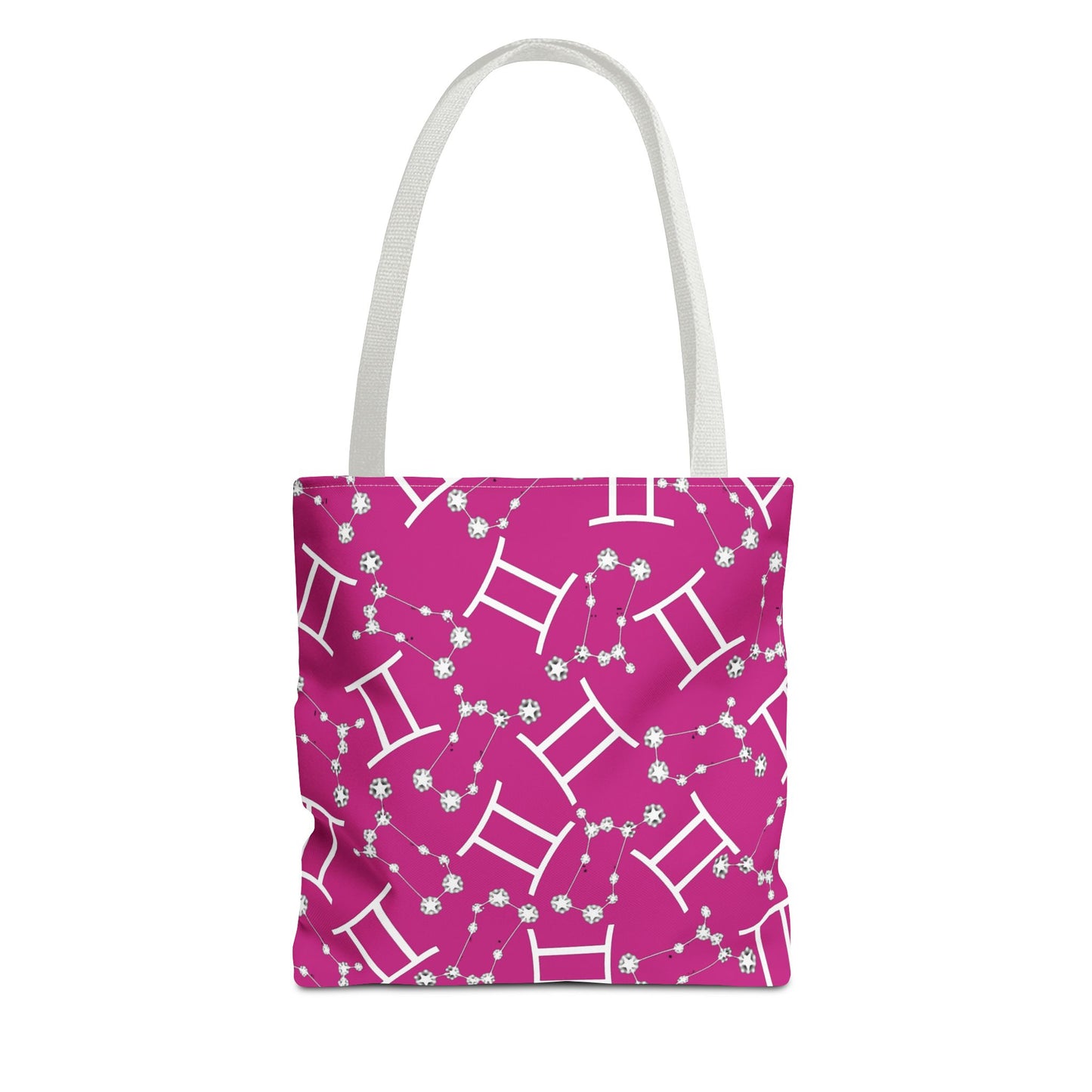 Tote Bag, Gemini Zodiac Sign, AOP, (Pink, White)