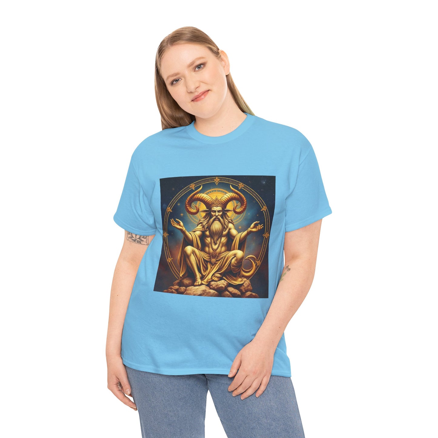 Unisex Heavy Cotton T-Shirt, On The Throne, Taurus Zodiac Design