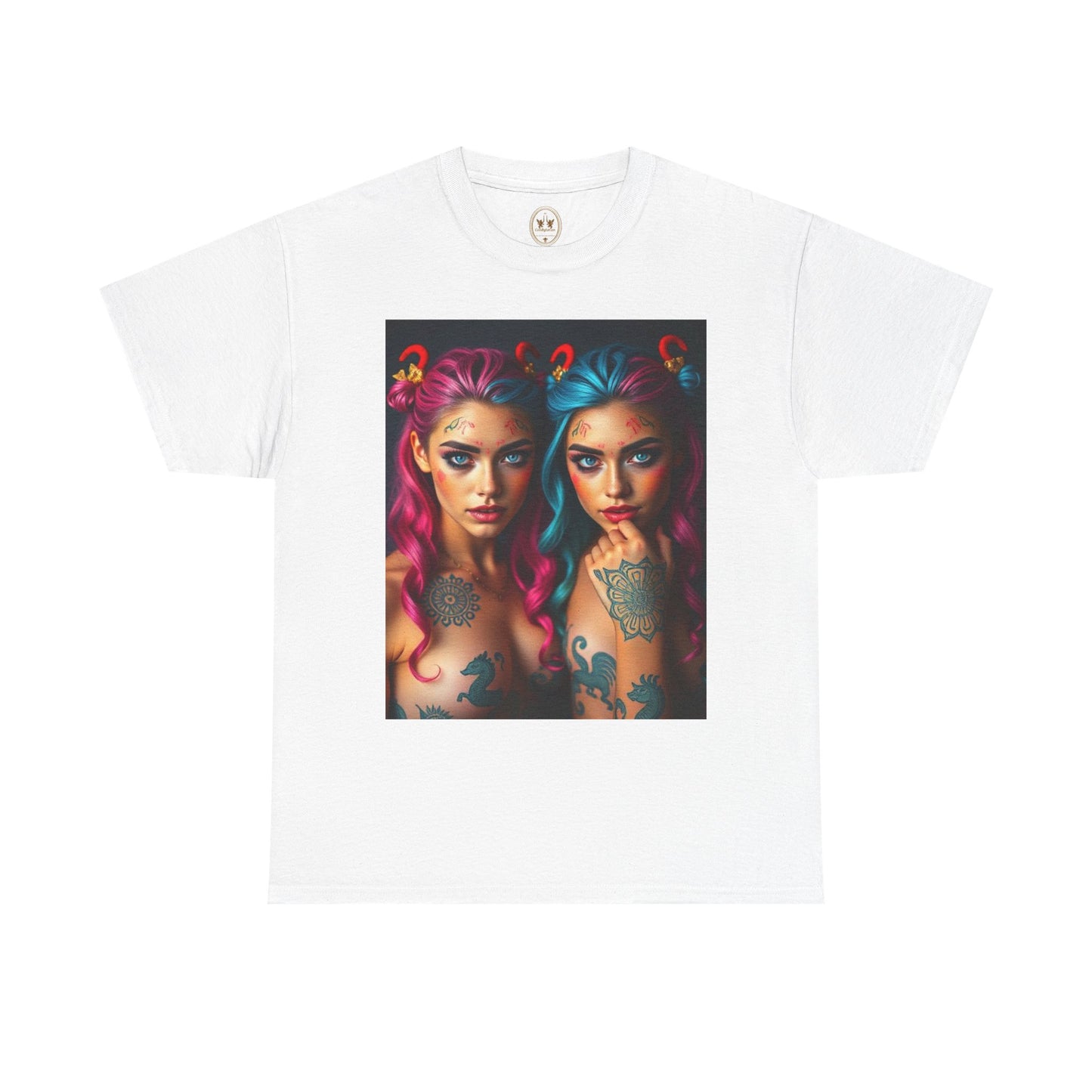 Unisex Heavy Cotton T-Shirt, Gemini, Zodiac v1, Sexy Art