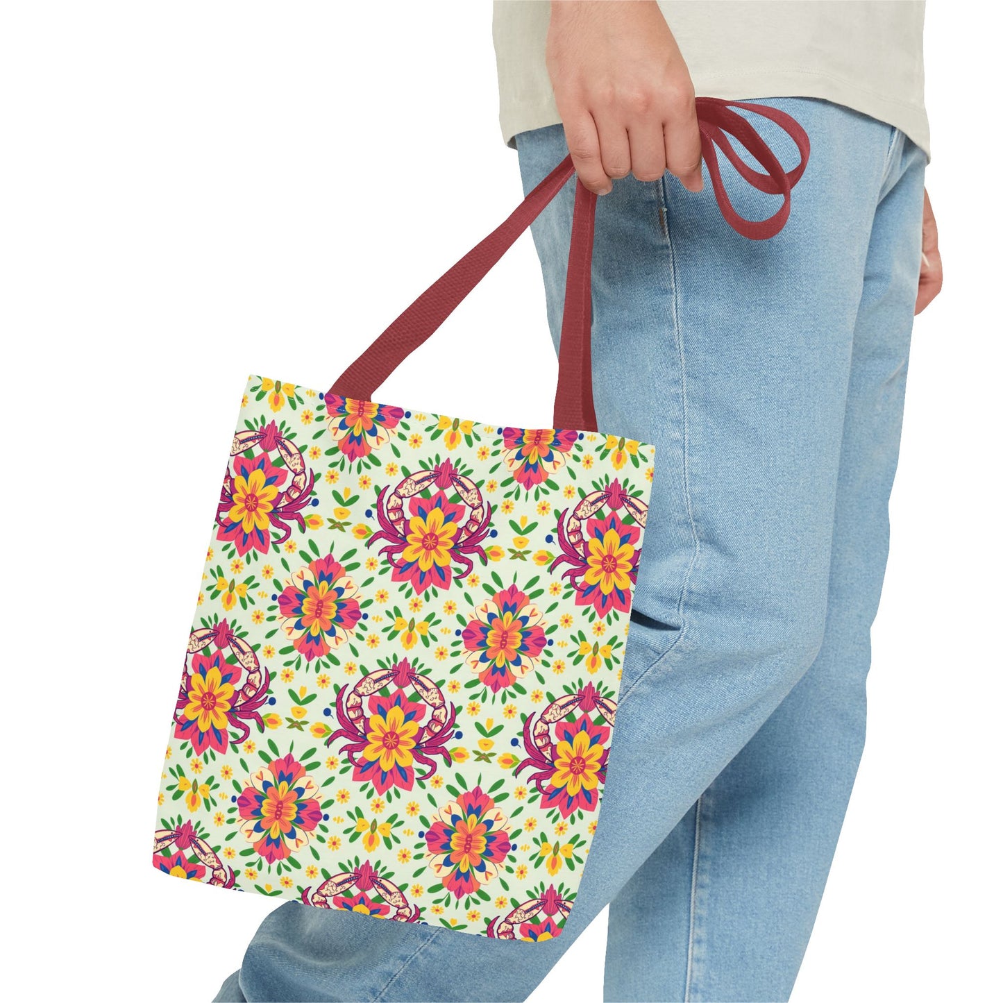 Tote Bag (AOP), Cancer, Zodiac v1, Flower Pattern