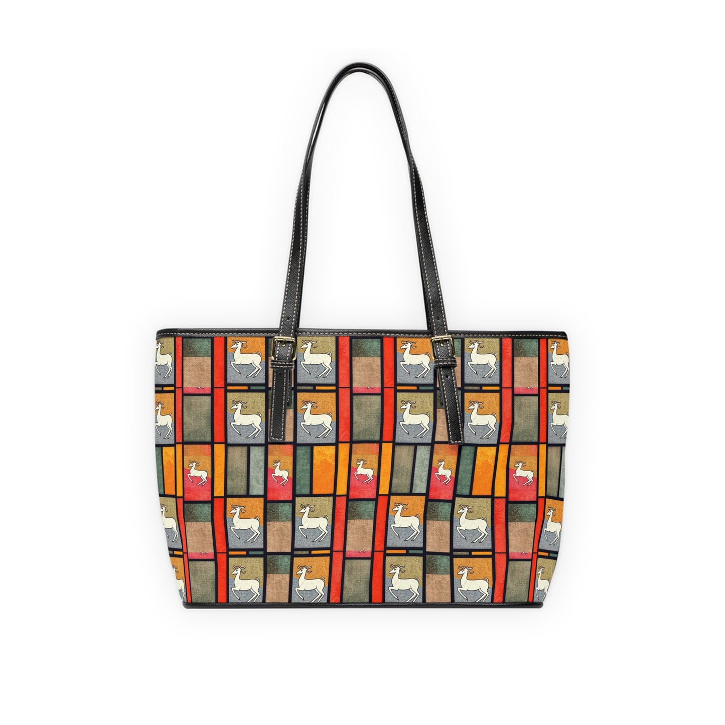Leather Shoulder Bag, Capricorn, Zodiac v1, Shapes Pattern