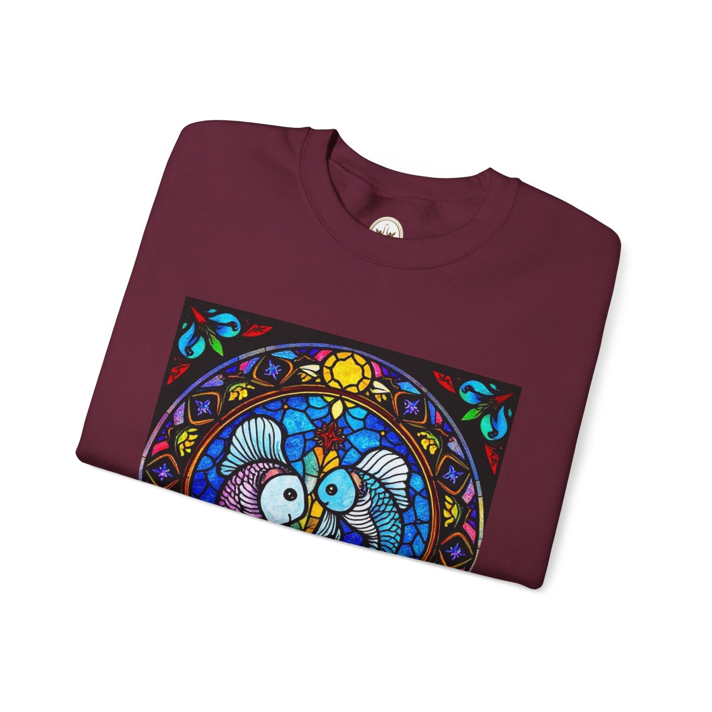 Unisex Heavy Blend™ Crewneck Sweatshirt, Glass, Pisces Zodiac Design