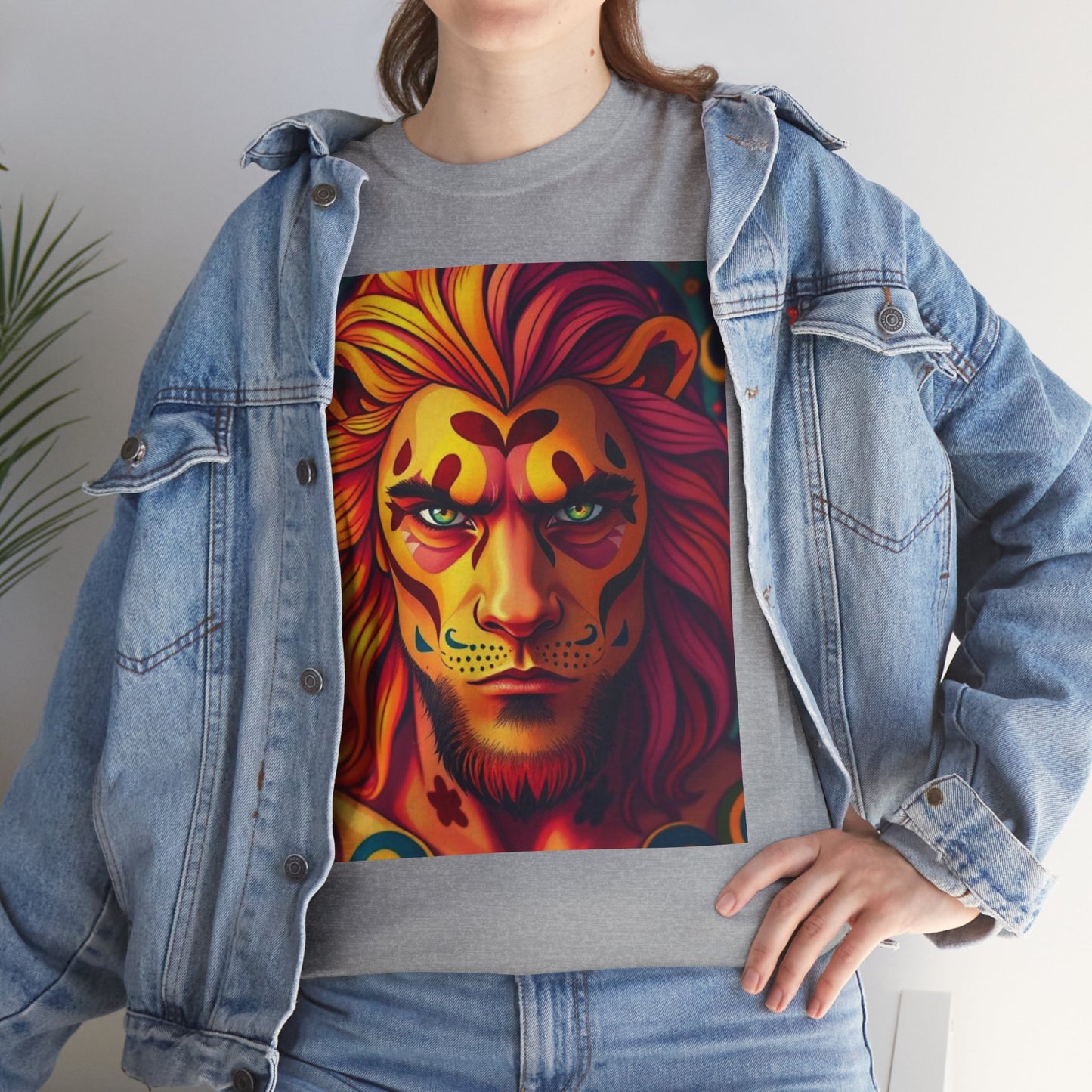 Unisex Heavy Cotton T-Shirt, Leo, Zodiac v2, Sexy Art