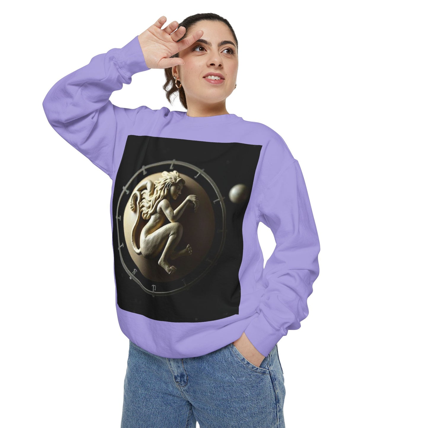 Garment-Dyed Sweatshirt, Unisex, Space Symbol Design, Virgo