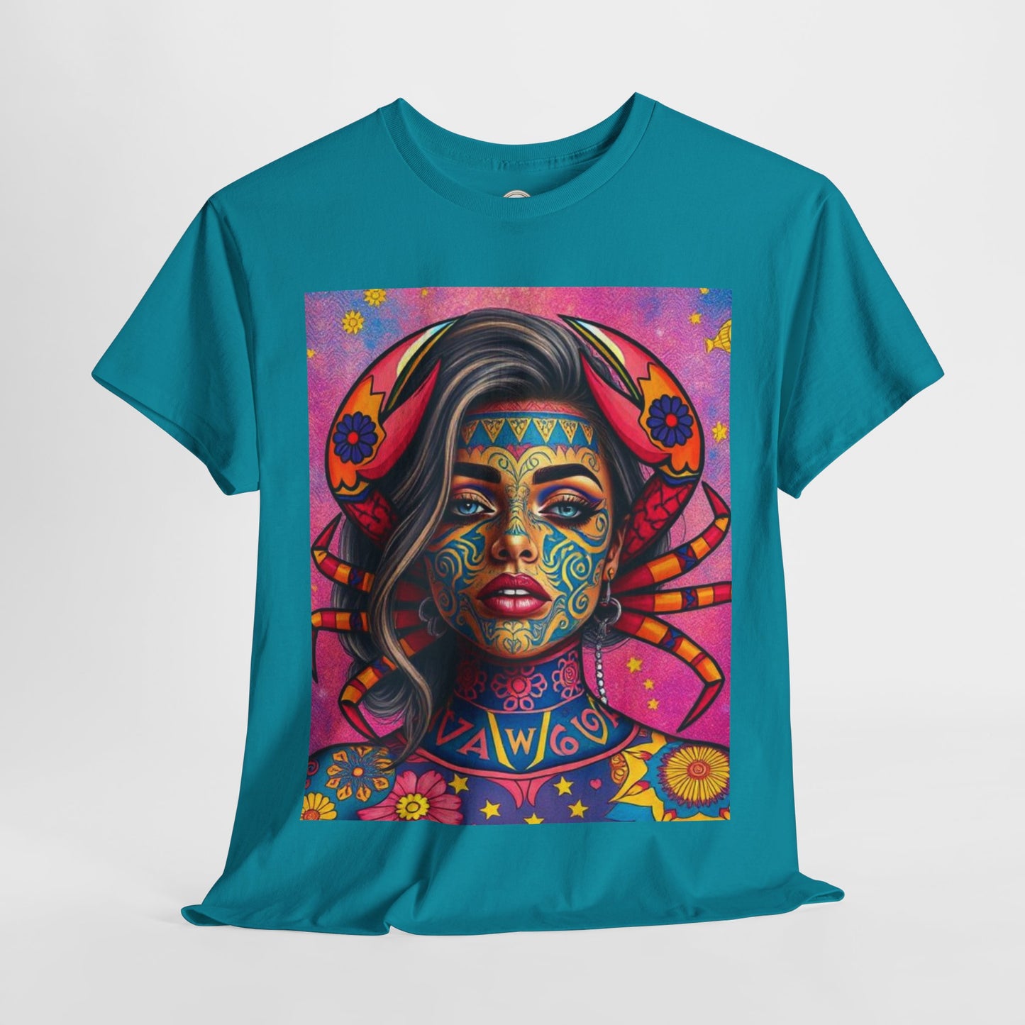 Unisex Heavy Cotton T-Shirt, Cancer, Zodiac v3, Sexy Art
