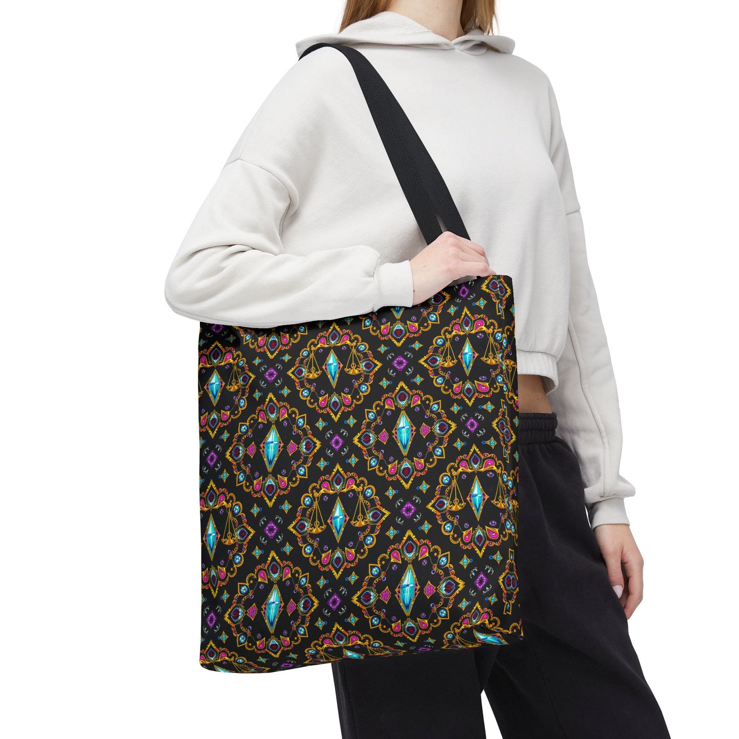 Tote Bag (AOP), Libra, Zodiac v1, Jewel Pattern