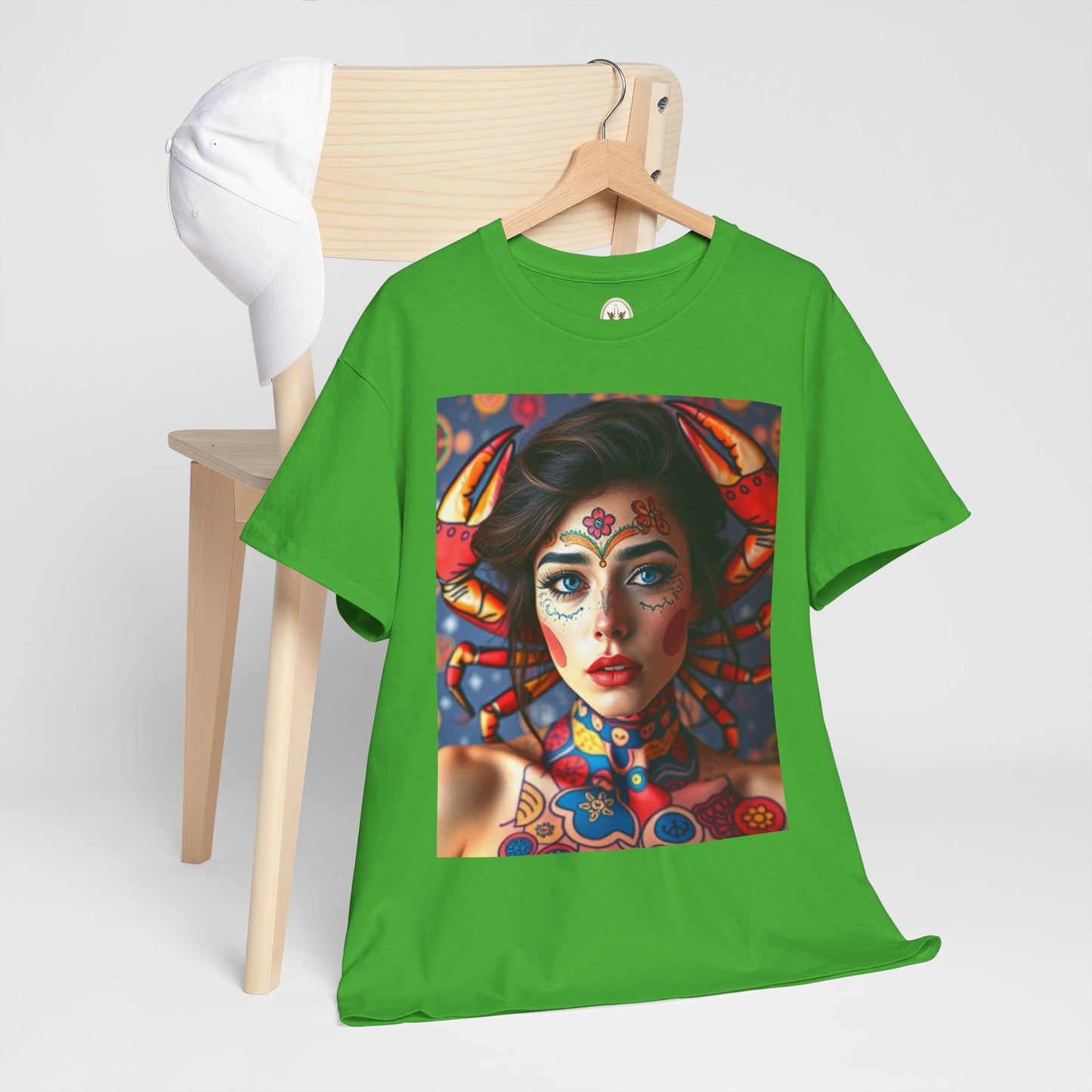 Unisex Heavy Cotton T-Shirt, Cancer, Zodiac v1, Sexy Art