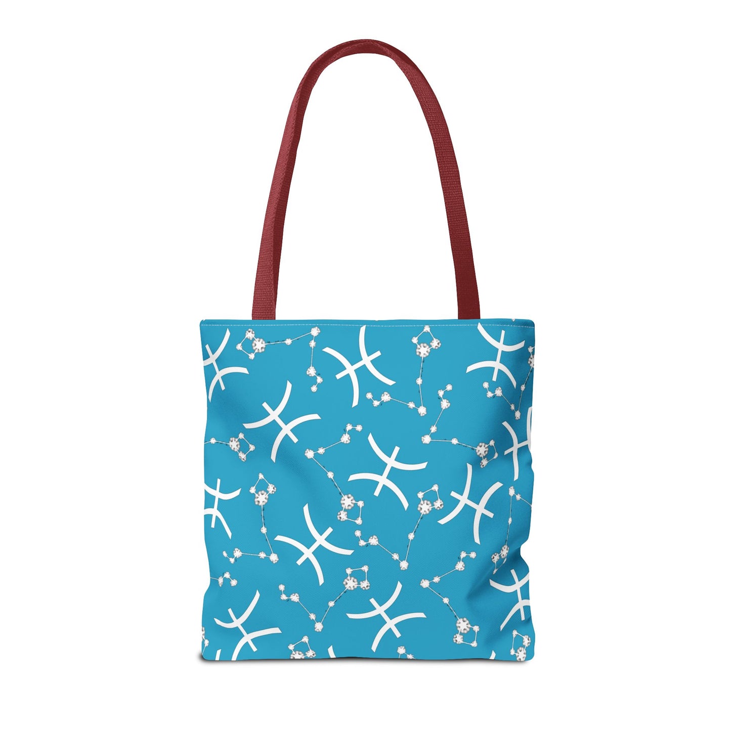 Tote Bag, Pisces Zodiac Sign, AOP, (Turquoise, White)