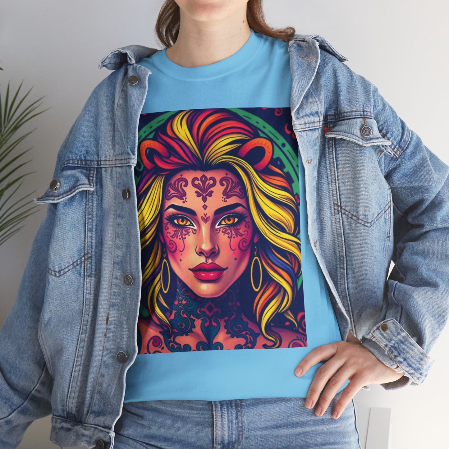 Unisex Heavy Cotton T-Shirt, Leo, Zodiac v1, Sexy Art