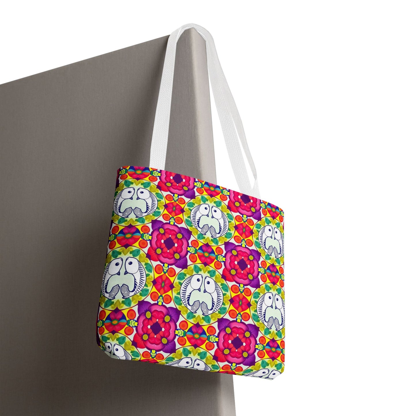 Tote Bag, (AOP), Pisces, Zodiac v4, Flower Pattern