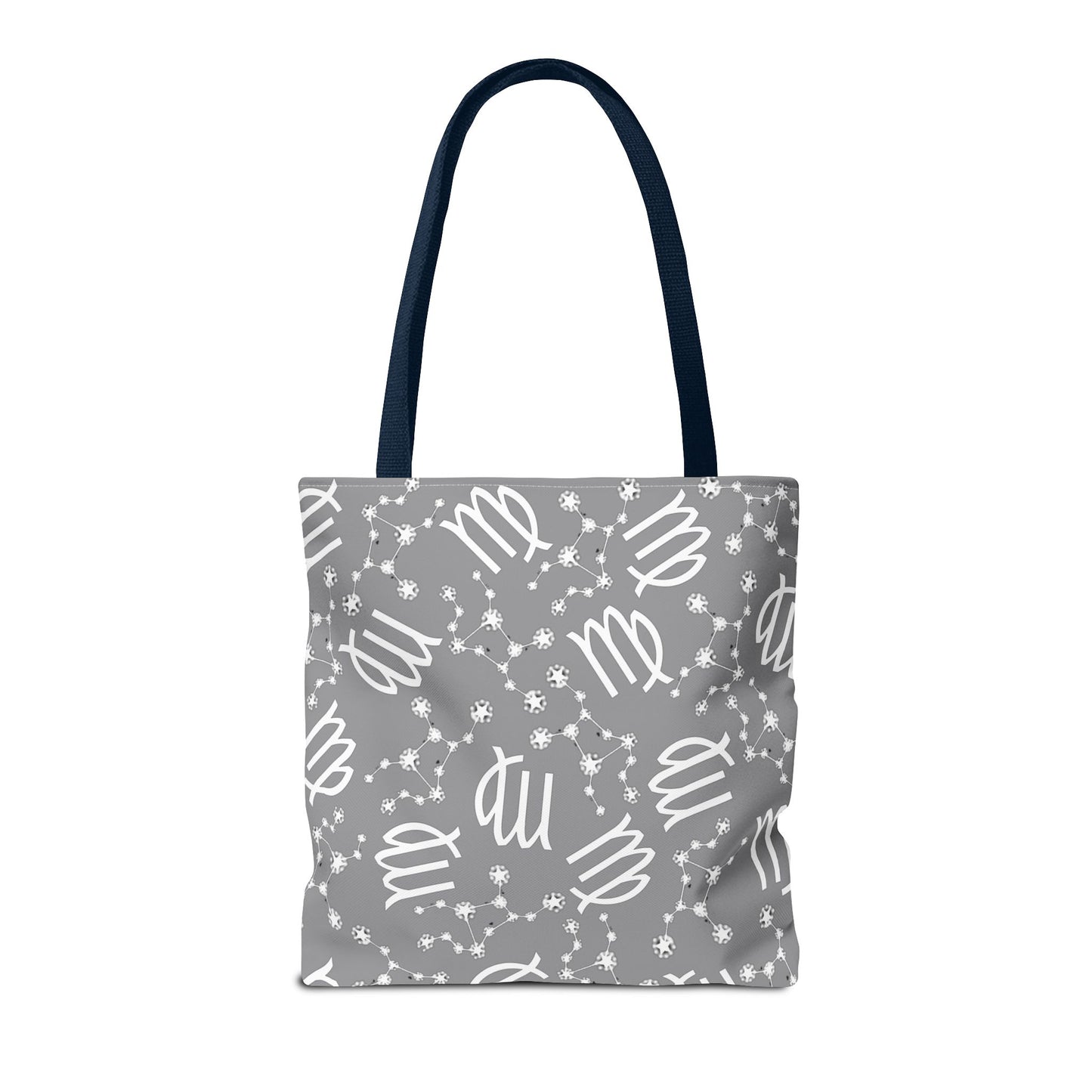 Tote Bag, Virgo Zodiac Sign, AOP, (Grey, White)