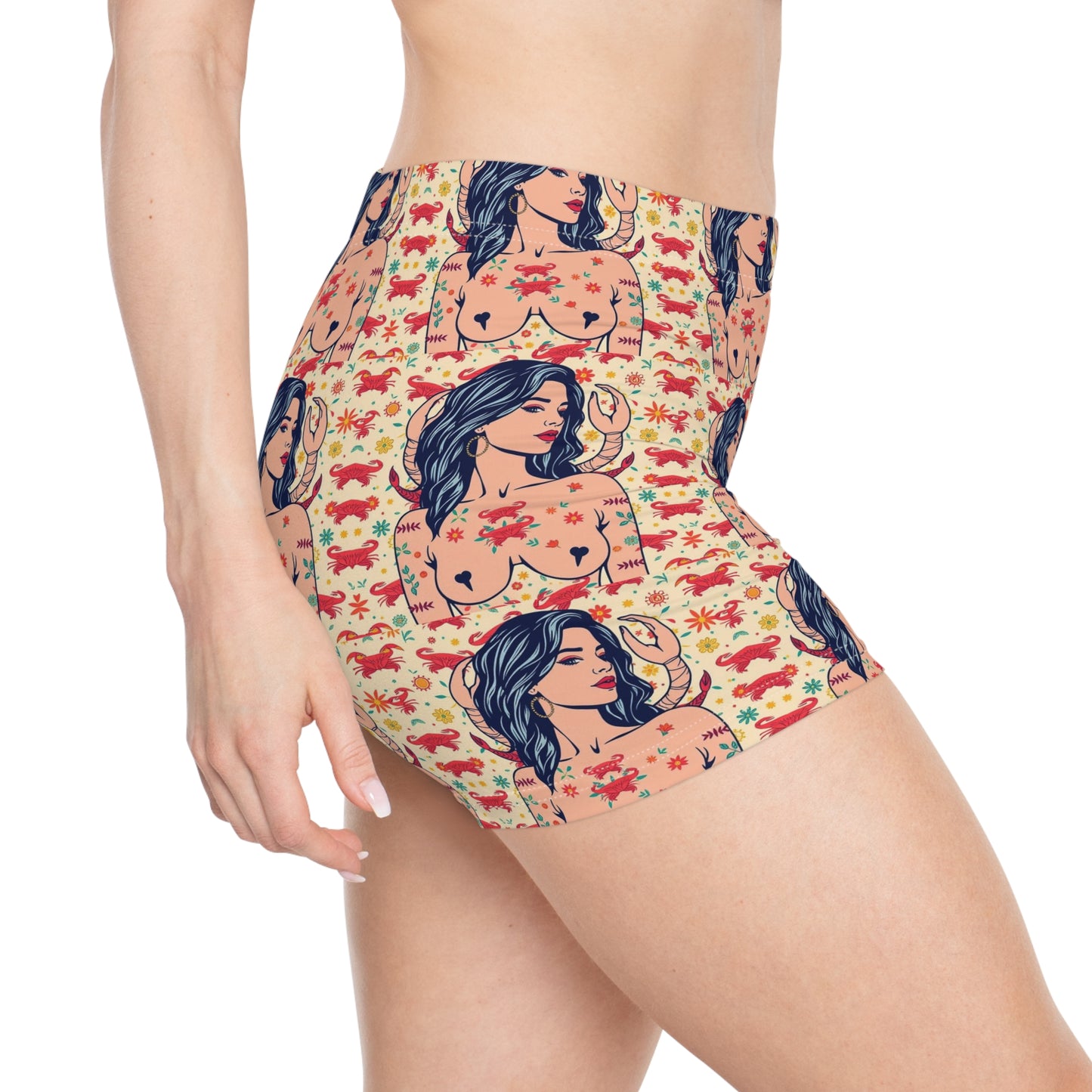 Women's Shorts, (AOP), Cancer, Zodiac v2, Sexy Pattern