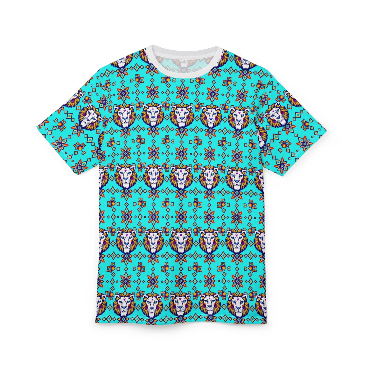 Unisex Cut & Sew T-Shirt, (AOP), Leo, Zodiac v4, Jewels Pattern
