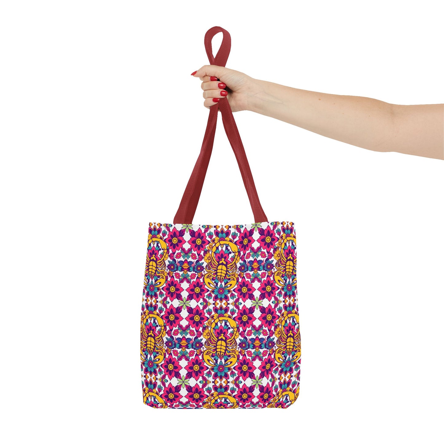 Tote Bag (AOP), Scorpio, Zodiac v1, Flower Pattern