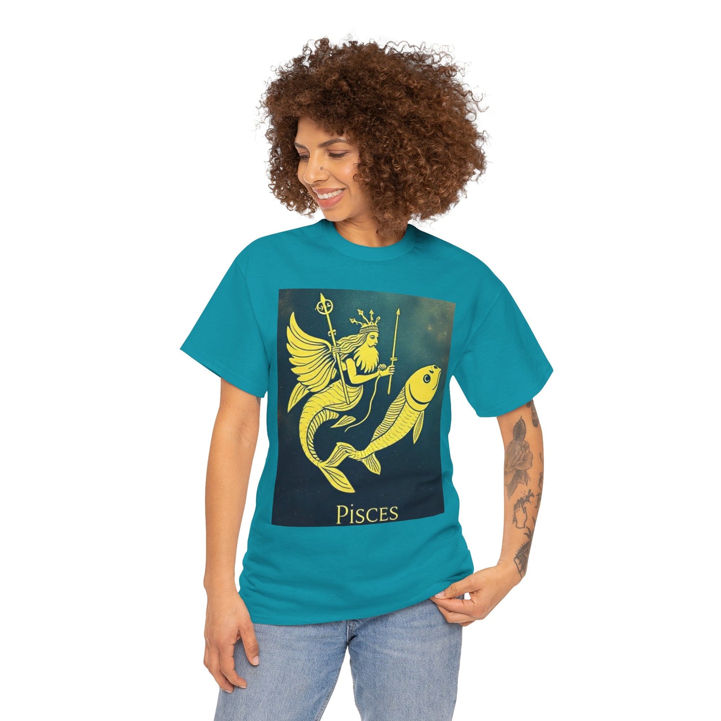 Unisex Heavy Cotton T-Shirt, Pisces Quuen v1, Zodiac Design