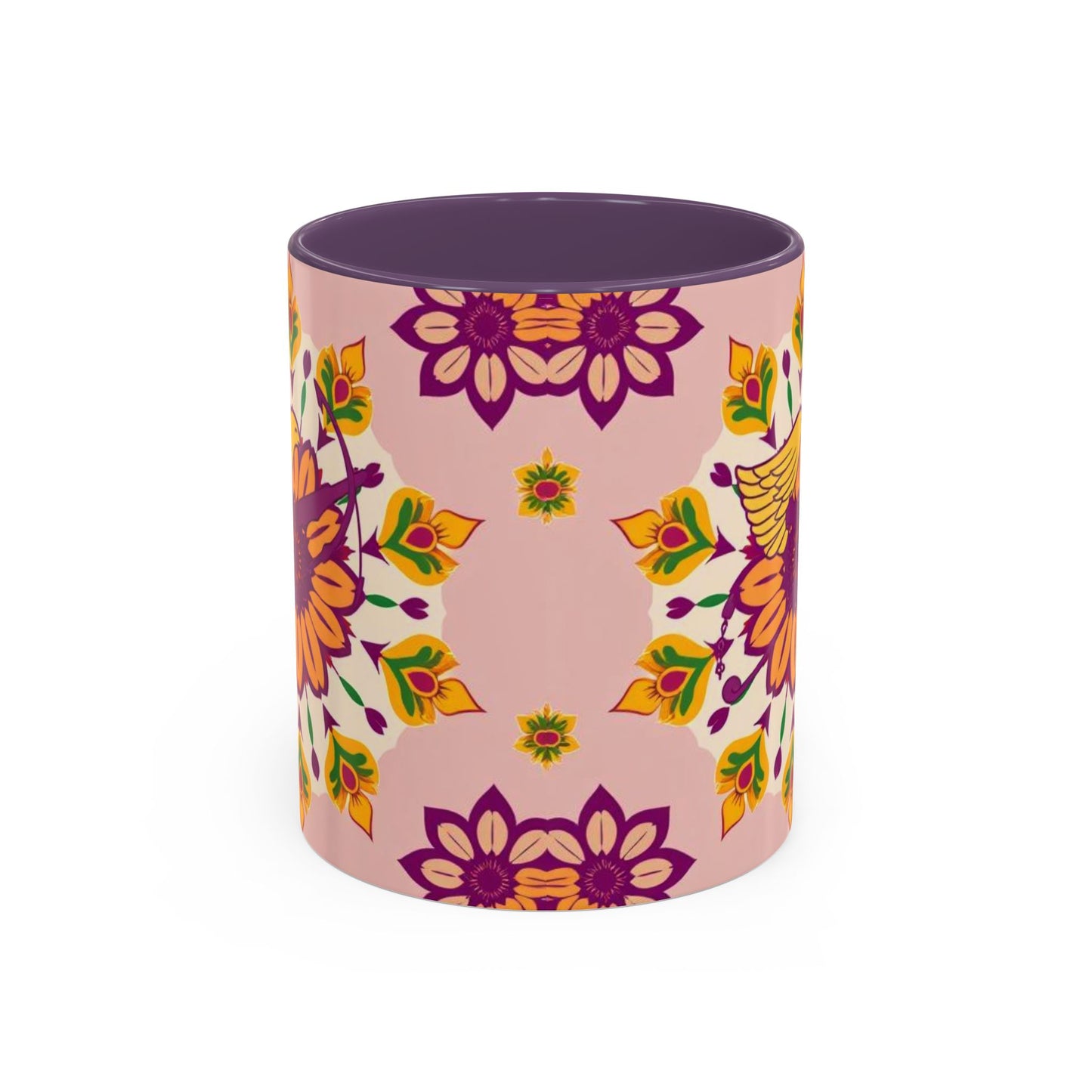 Accent Coffee Mug, Sagittarius, Zodiac v4. Flower Pattern, (11, 15oz)