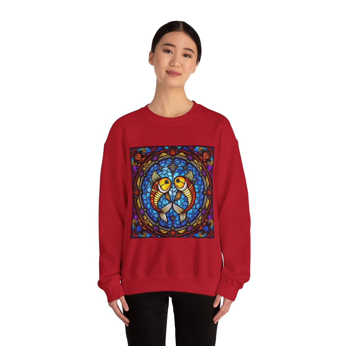 Unisex Heavy Blend™ Crewneck Sweatshirt, Glass 1, Pisces Zodiac Design