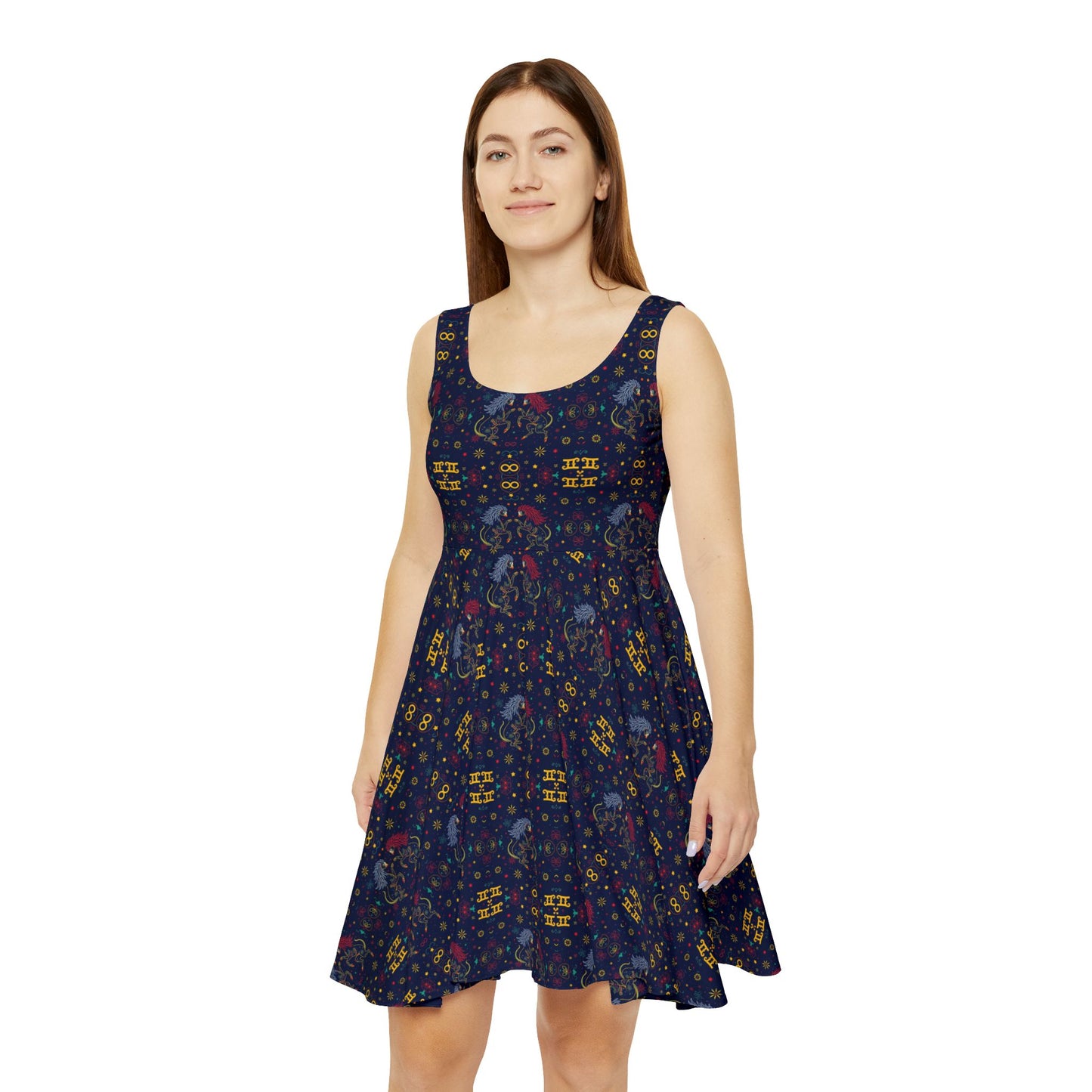Women's Skater Dress, AOP, Zodiac, Gemini, Pattern