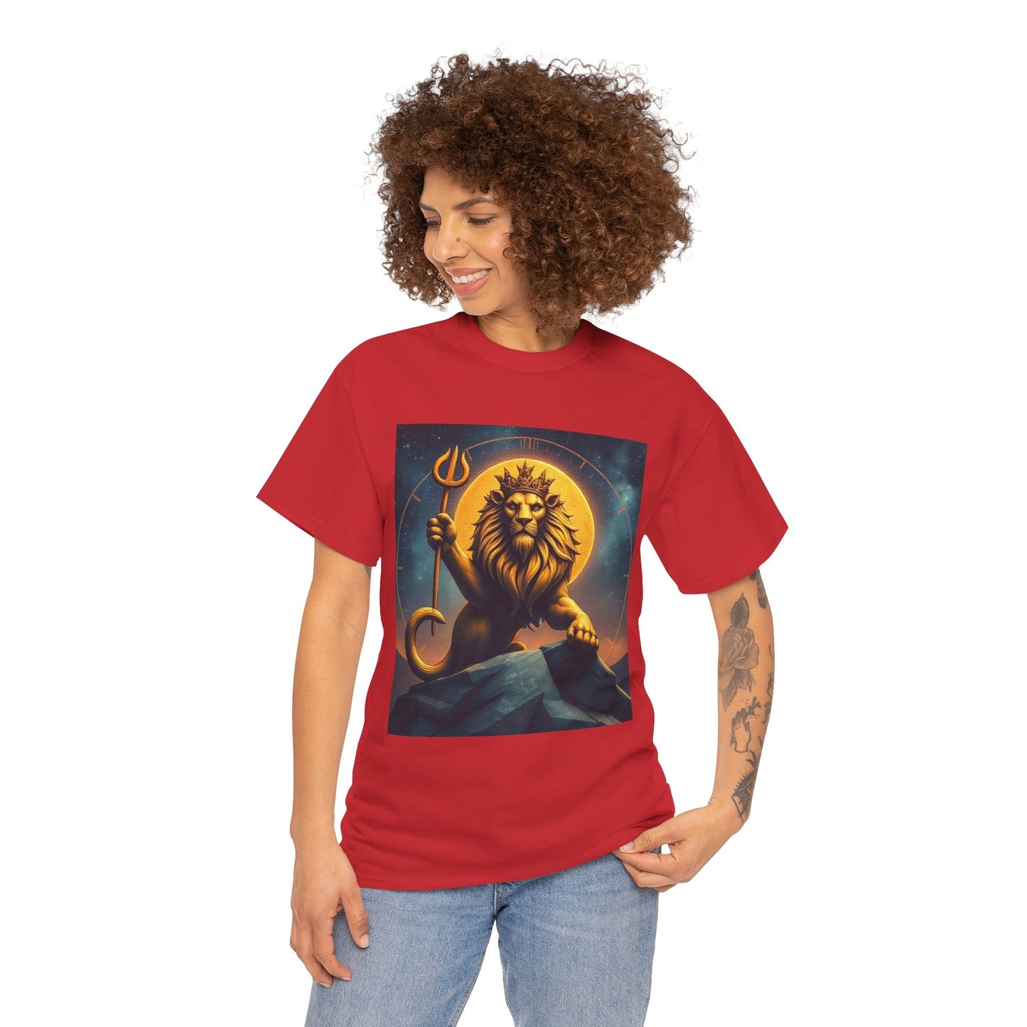 Unisex Heavy Cotton T-Shirt, King of Lions v2, Leo Zodiac Design