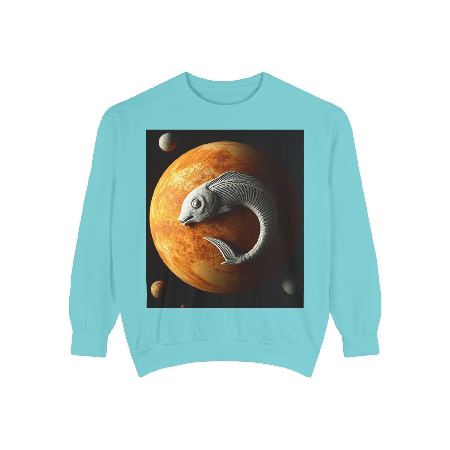 Garment-Dyed Sweatshirt, Unisex, Space Animal Design, Pisces