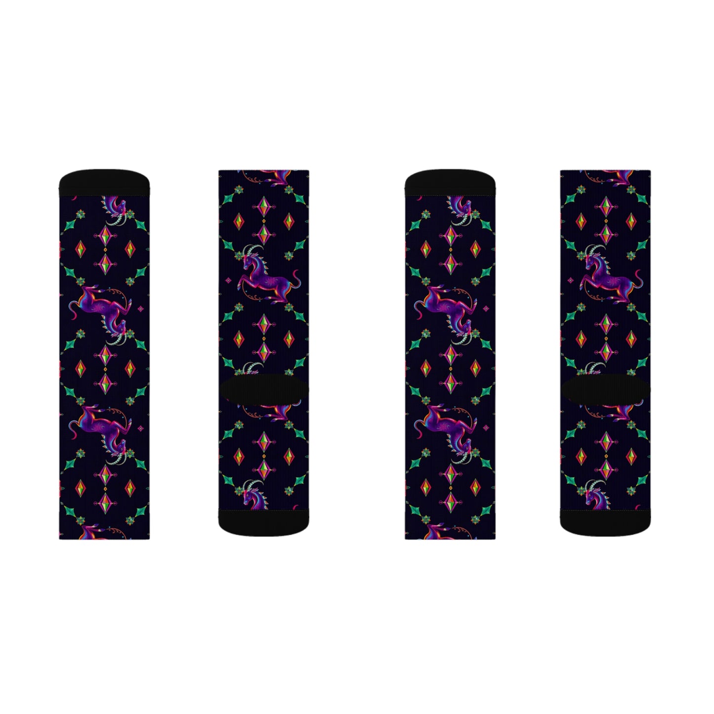 Sublimation Socks, Capricorn, Zodiac v3, Jewel Pattern