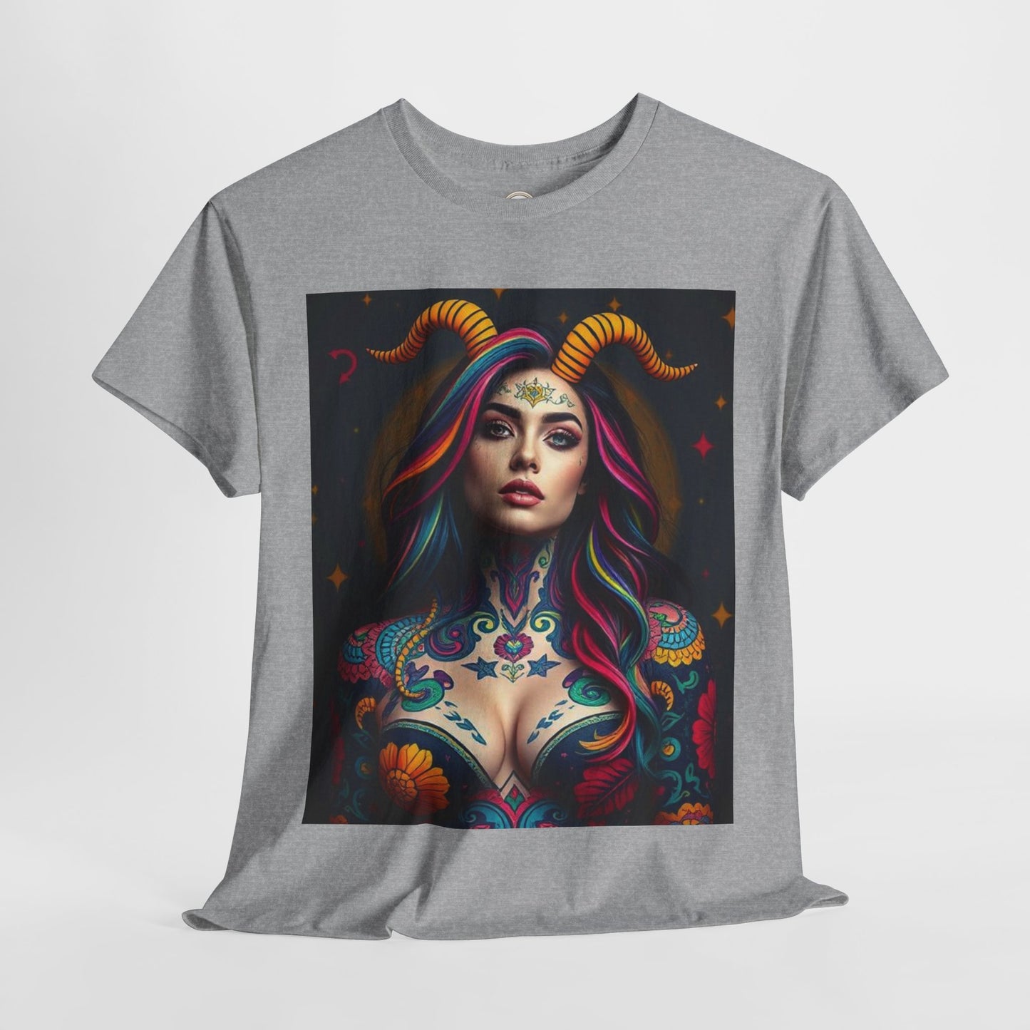 Unisex Heavy Cotton T-Shirt, Capricorn, Zodiac, Sexy Art